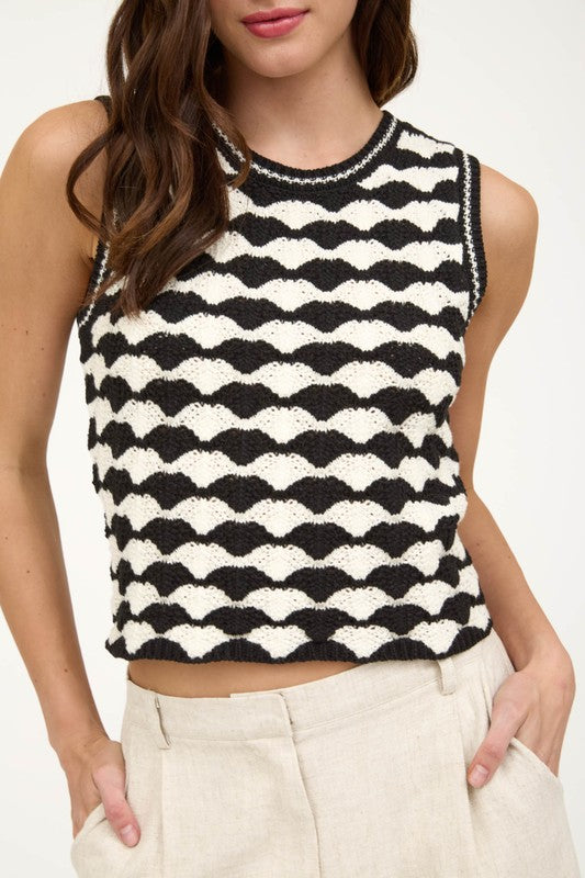Black Scallop Pattern Top