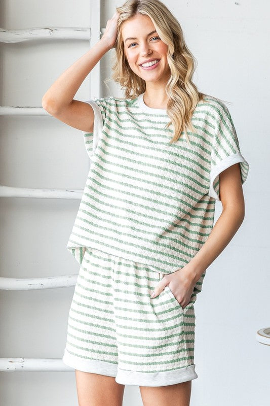 Sage Stripe Jacquard Top - FINAL SALE