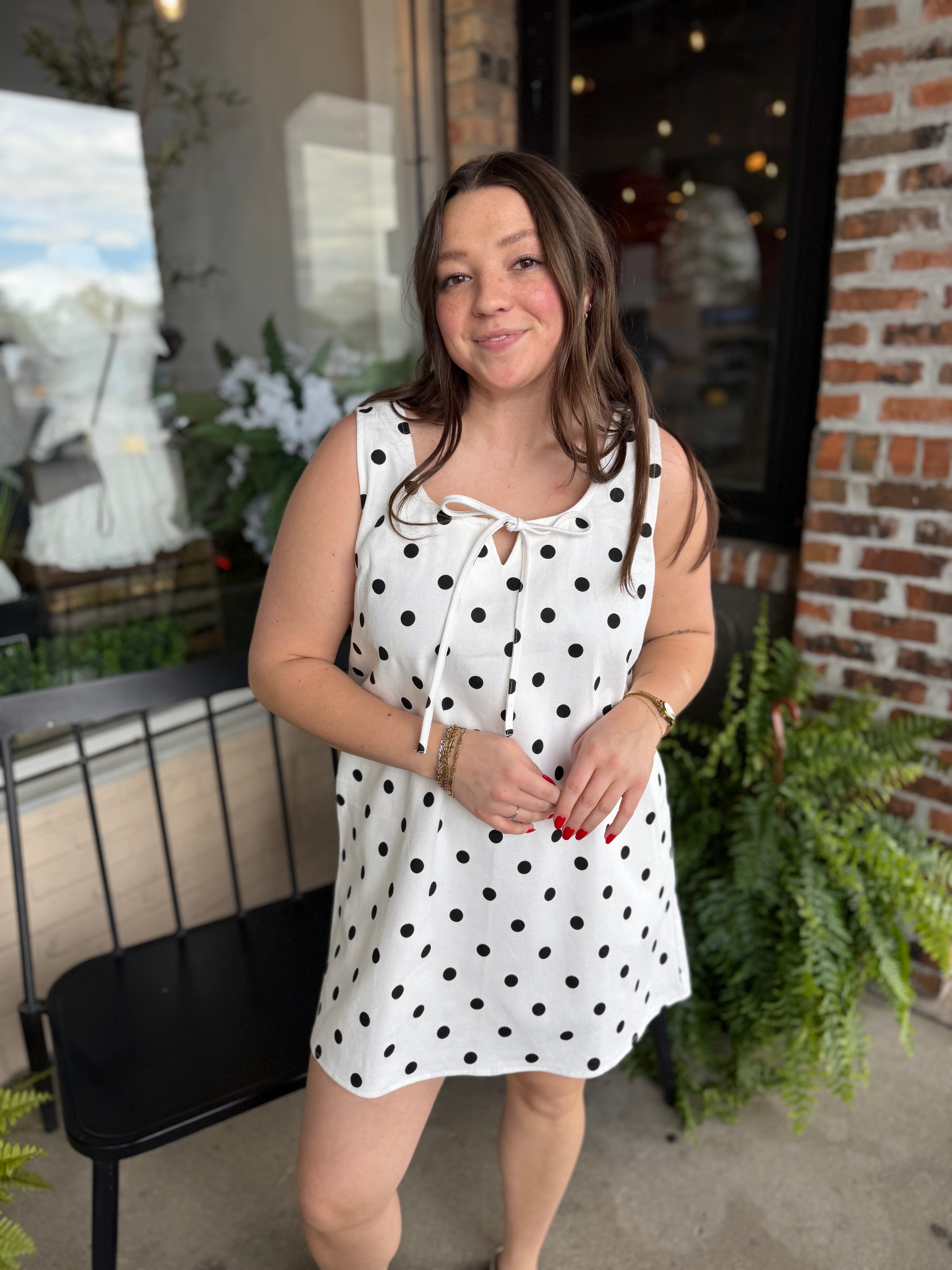Black Dot Scoop Neck Dress