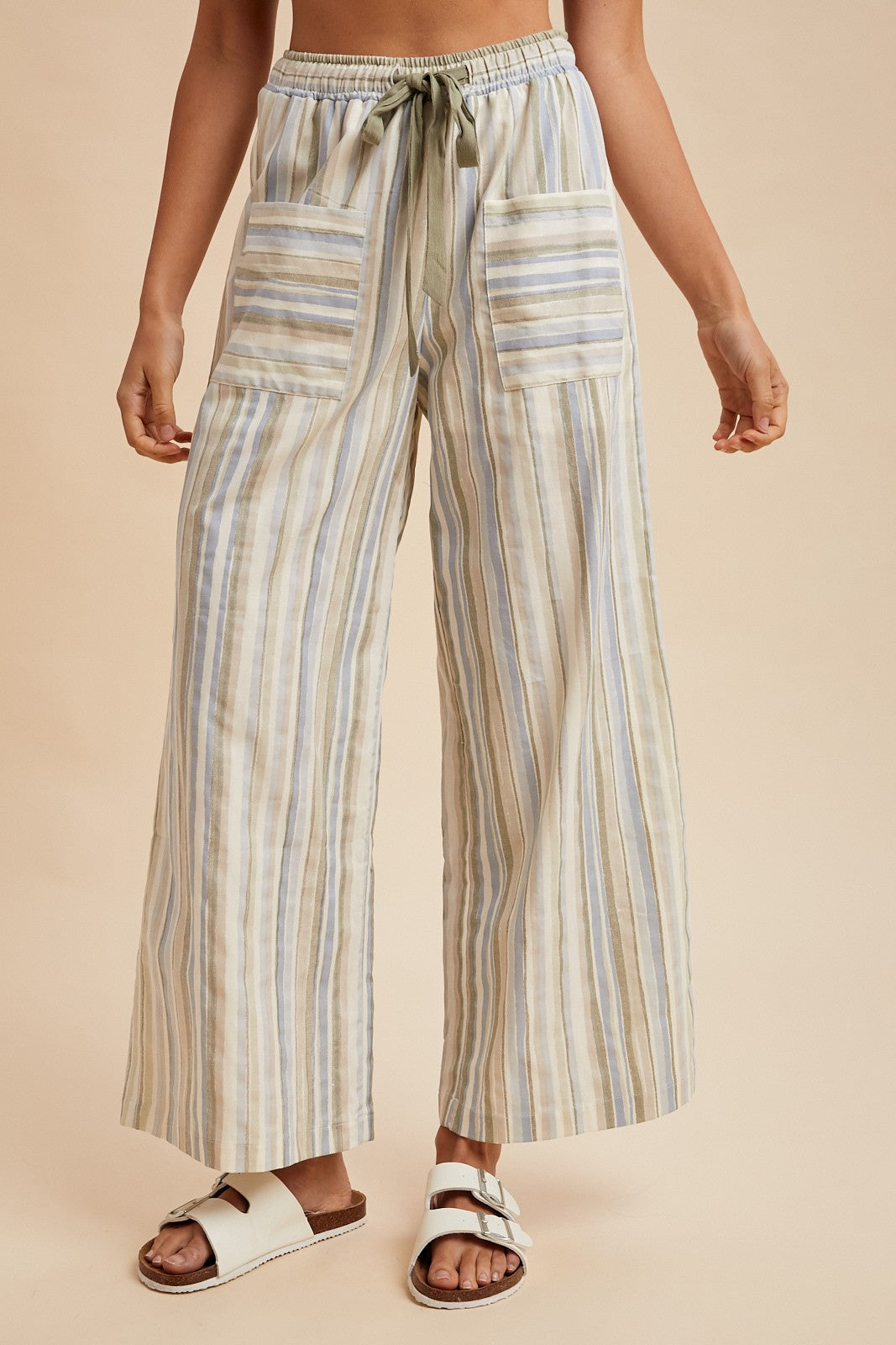Sage Multi Stripe Wide Leg Pants