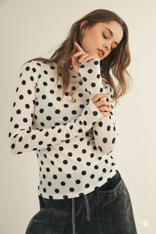 Black Polka Dot Mesh Top