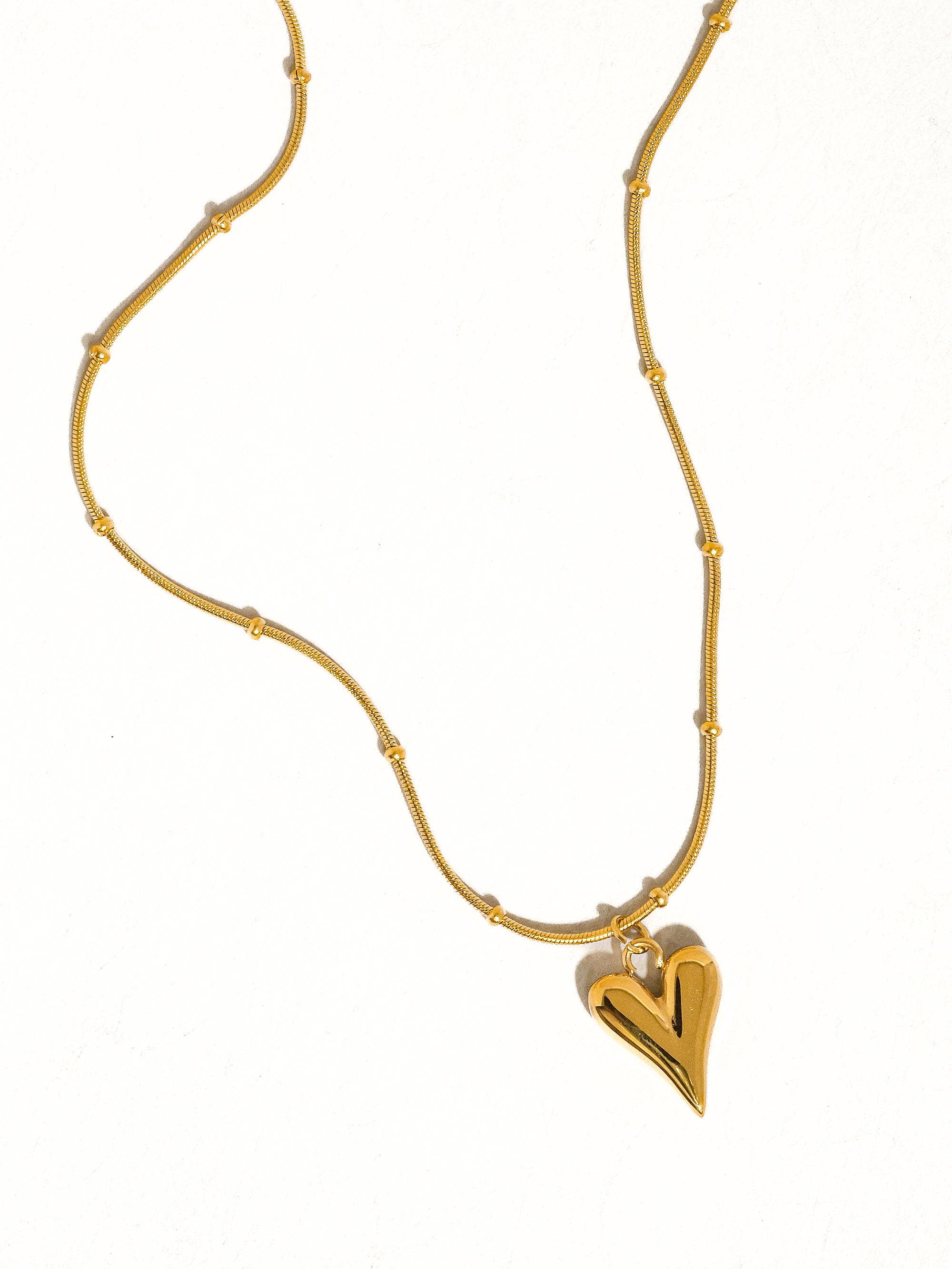 18K Gold Non-Tarnish Heart Necklace