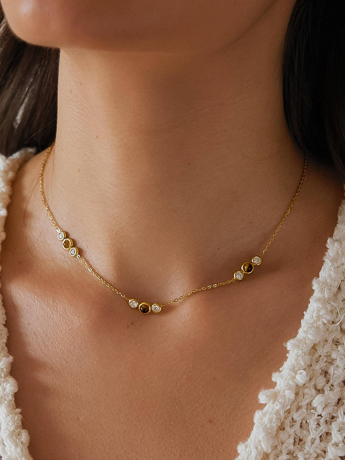 Gold Non-Tarnish Tiger Eye Necklace