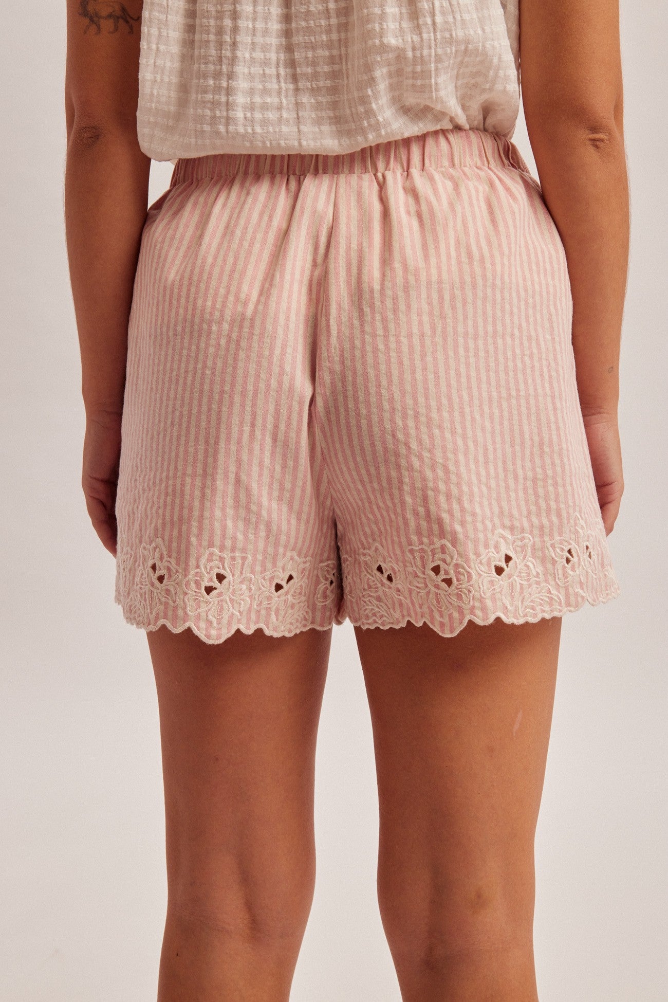 Pink Embroidery Detail Shorts
