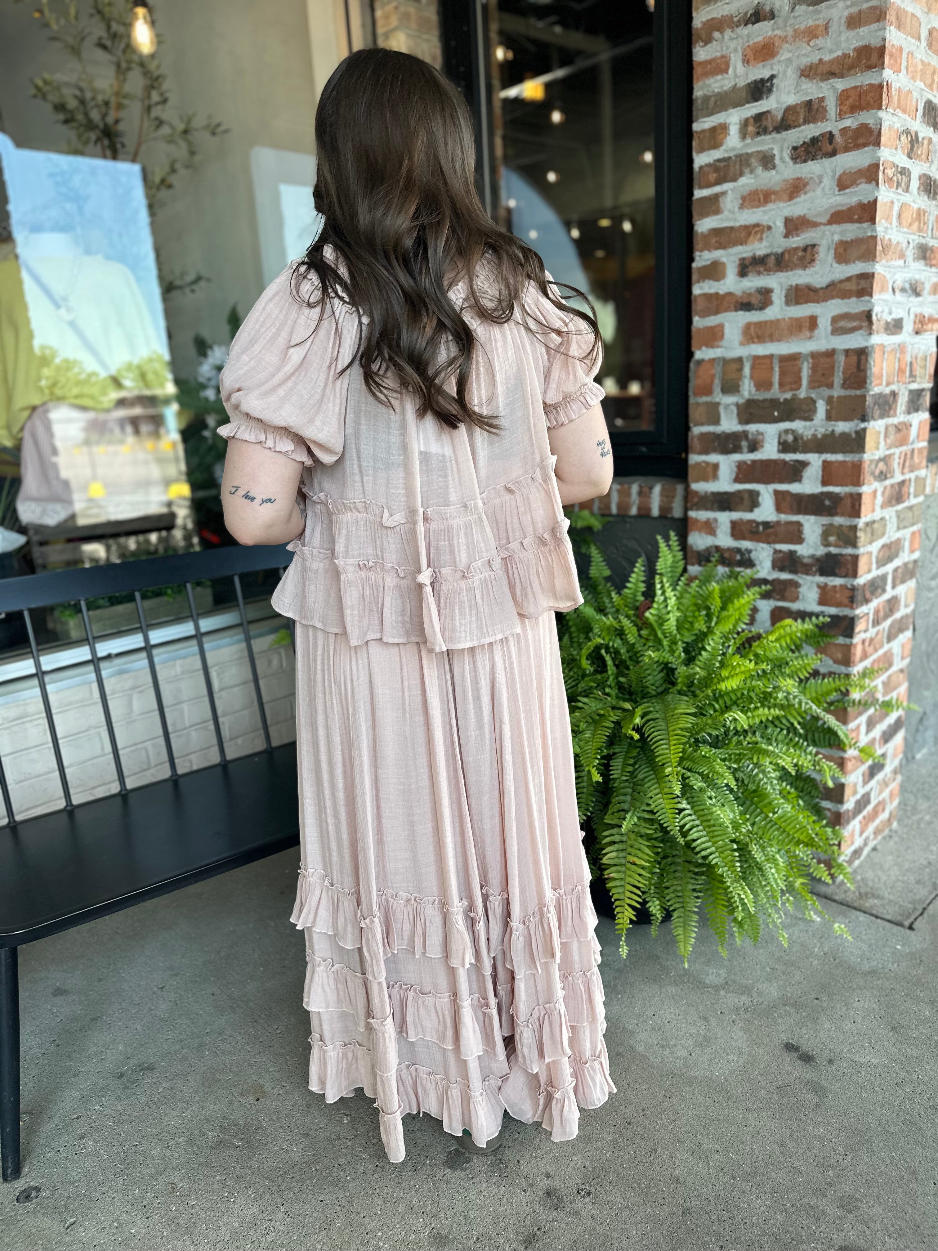 Blush Tiered Ruffle Maxi Skirt