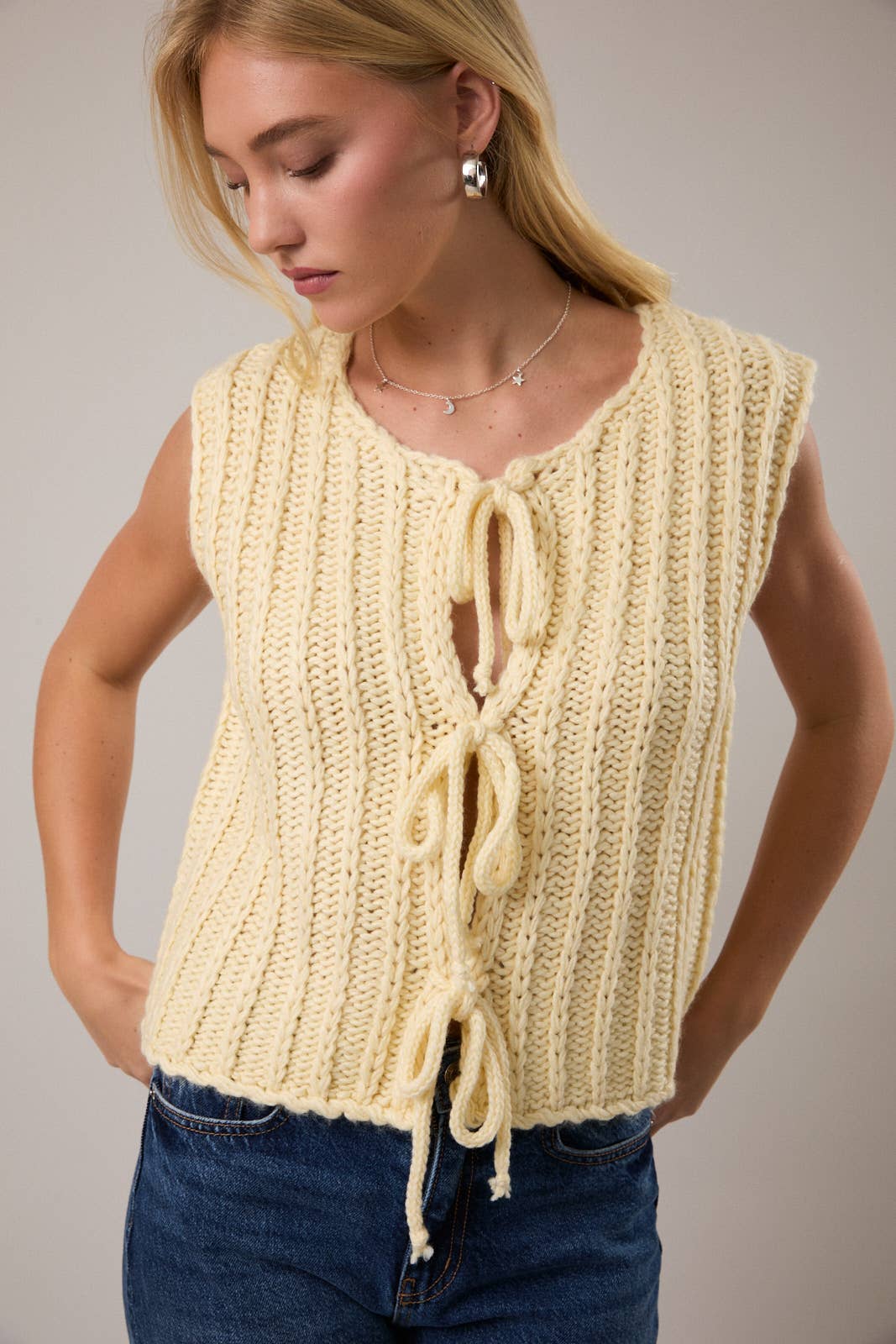 Yellow Chunky Sweater Vest