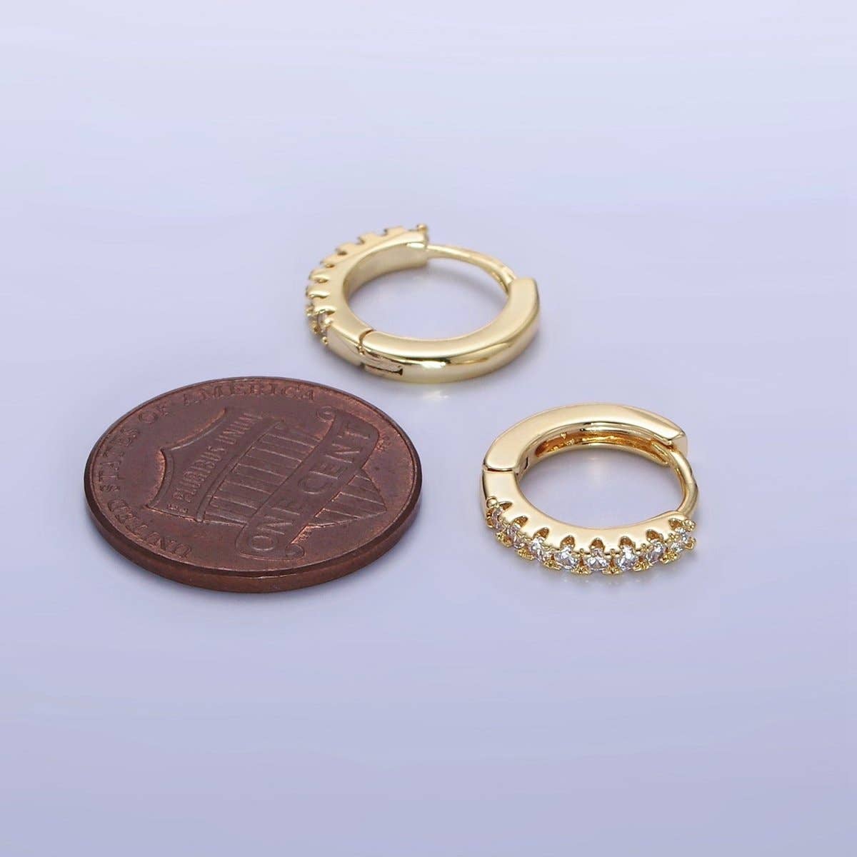 Gold Filled Micro Paved Huggie Earrings