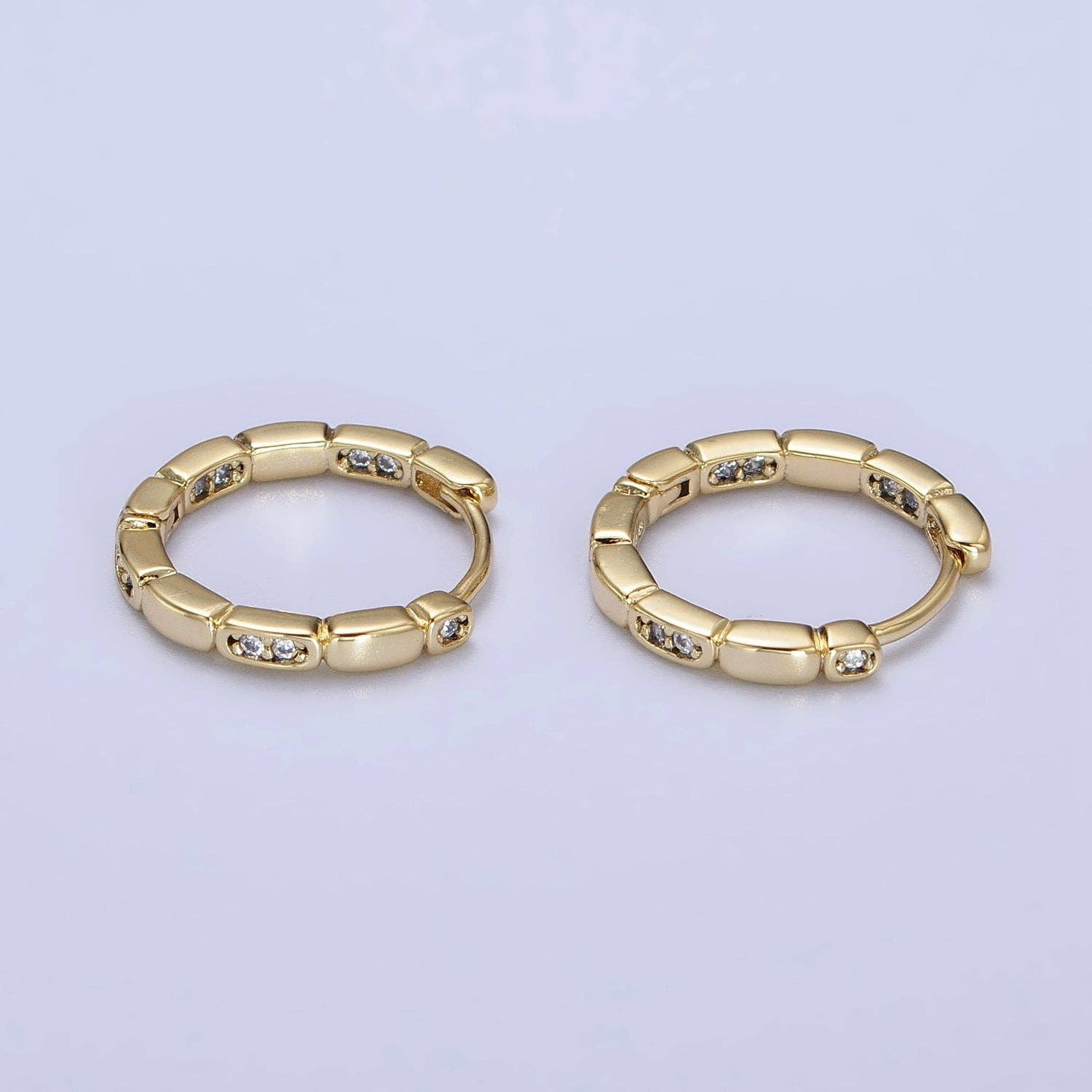 14K Gold Filled Rectangular Round 15mm Huggies