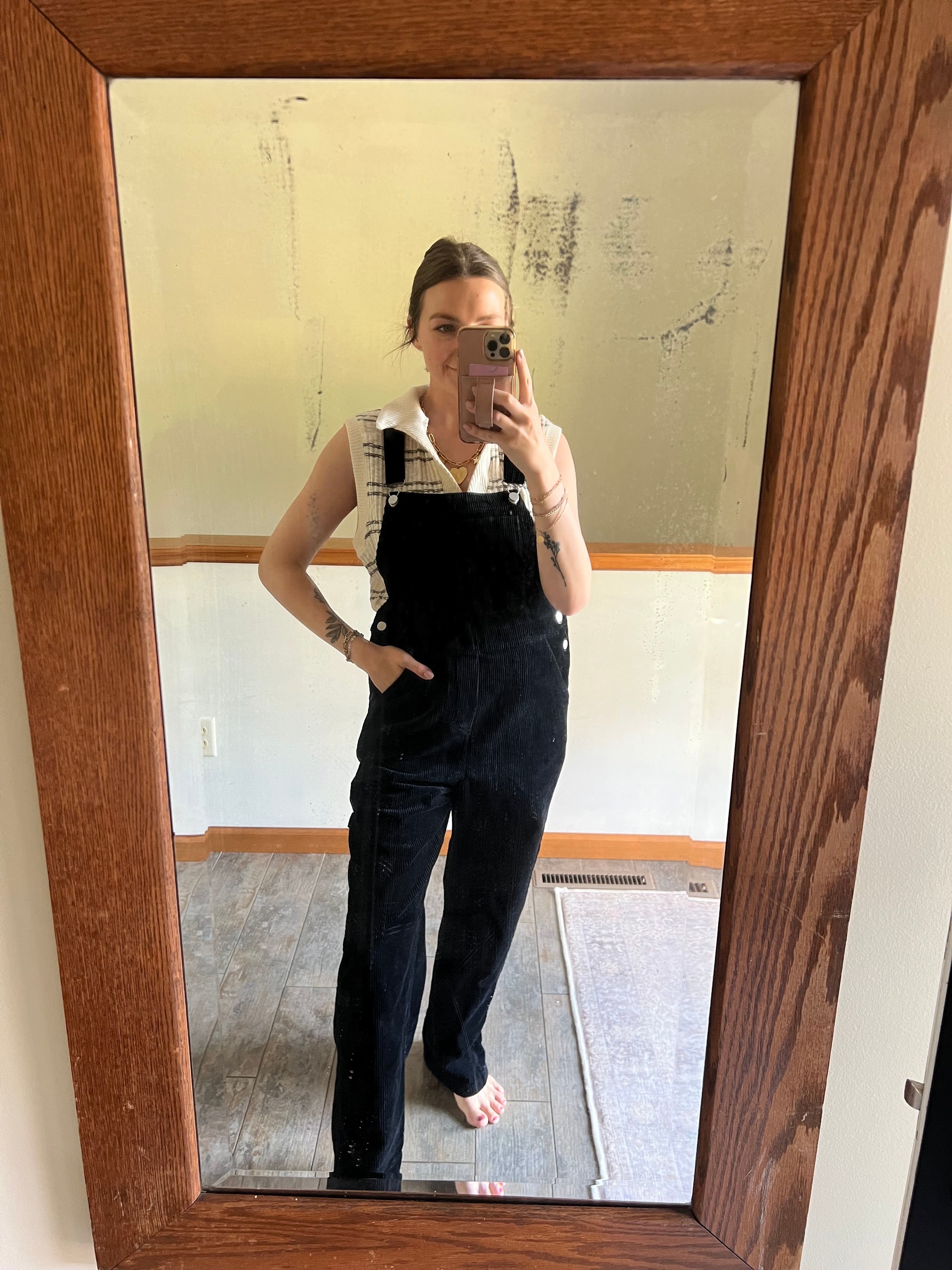 Black Corduroy Overalls