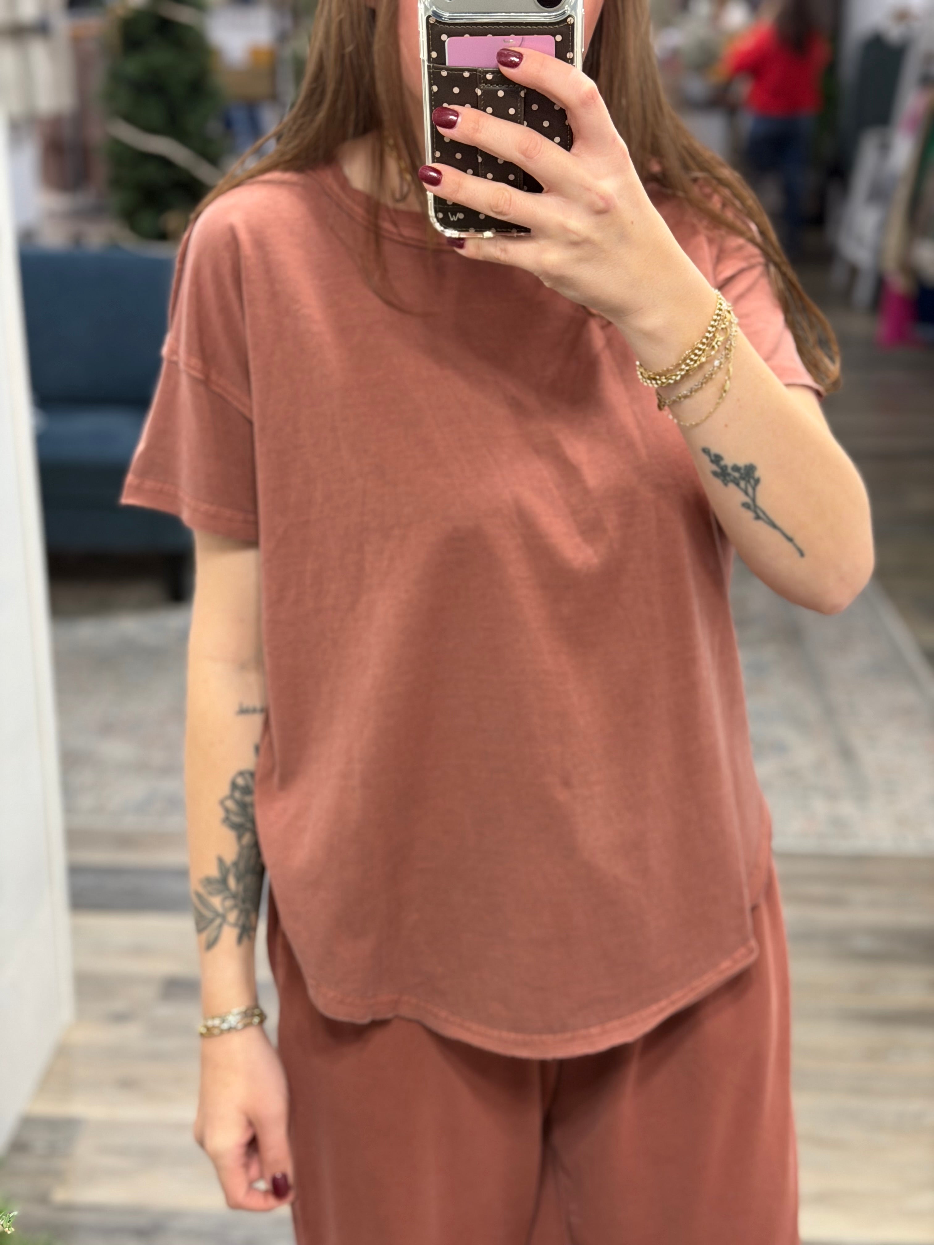 Terracotta Exposed Seam Top - FINAL SALE