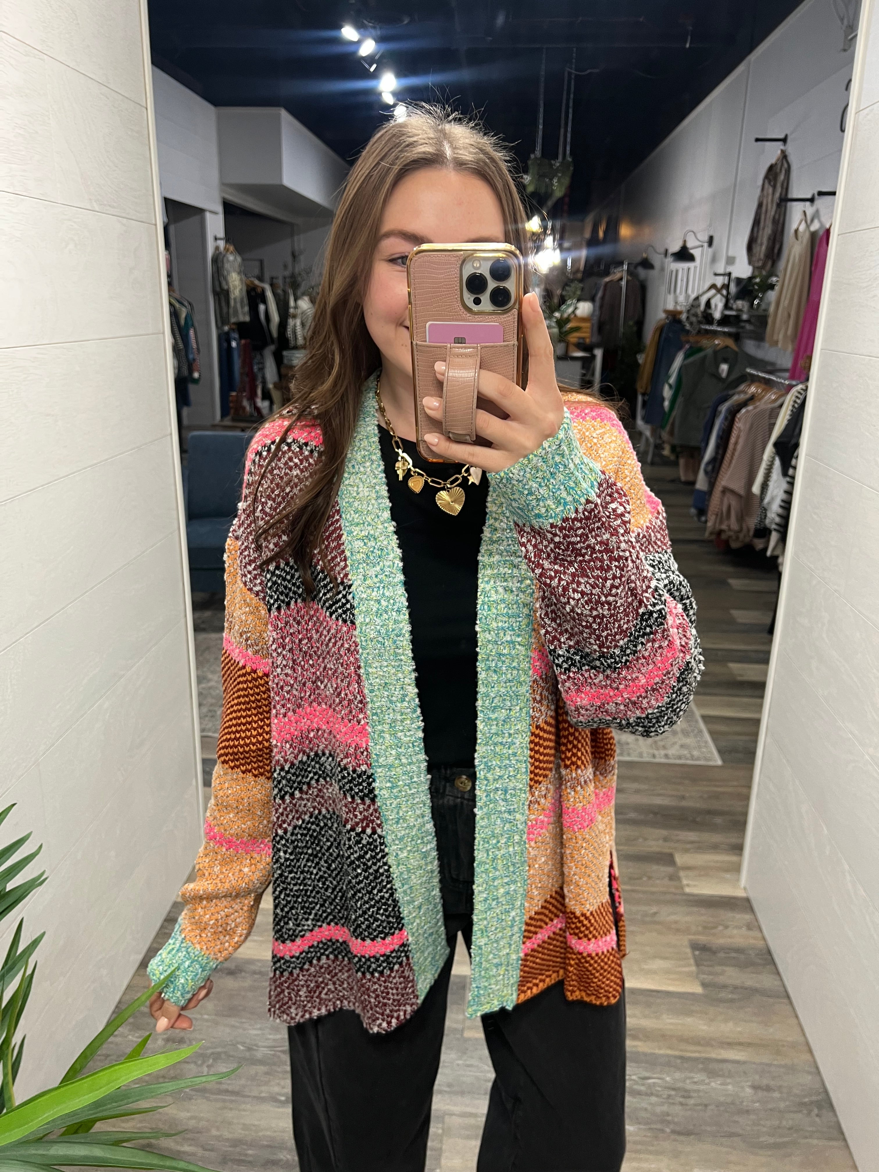 Multicolor Abstract Cardigan