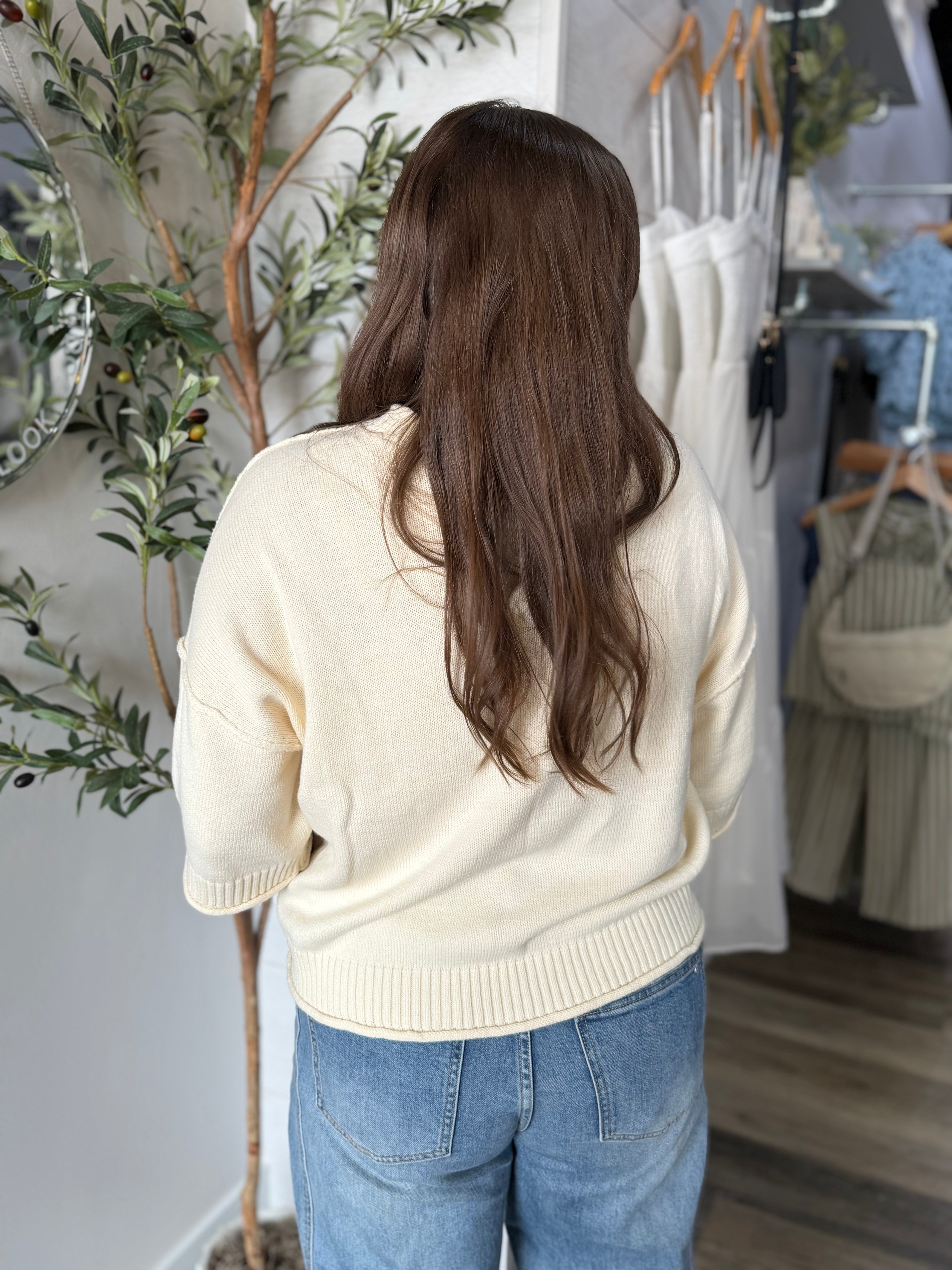 Ivory Exposed Seam Pullover