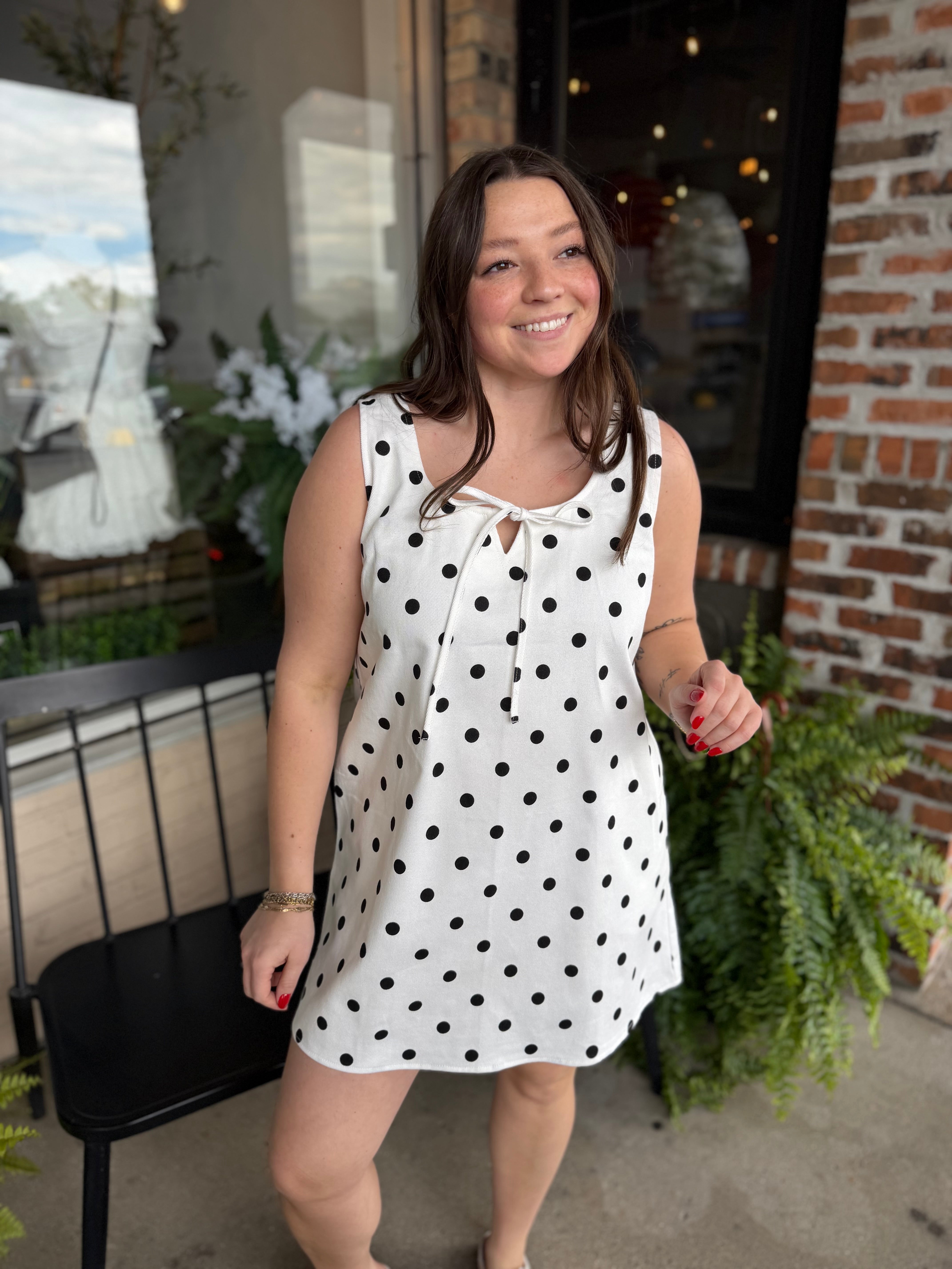 Black Dot Scoop Neck Dress
