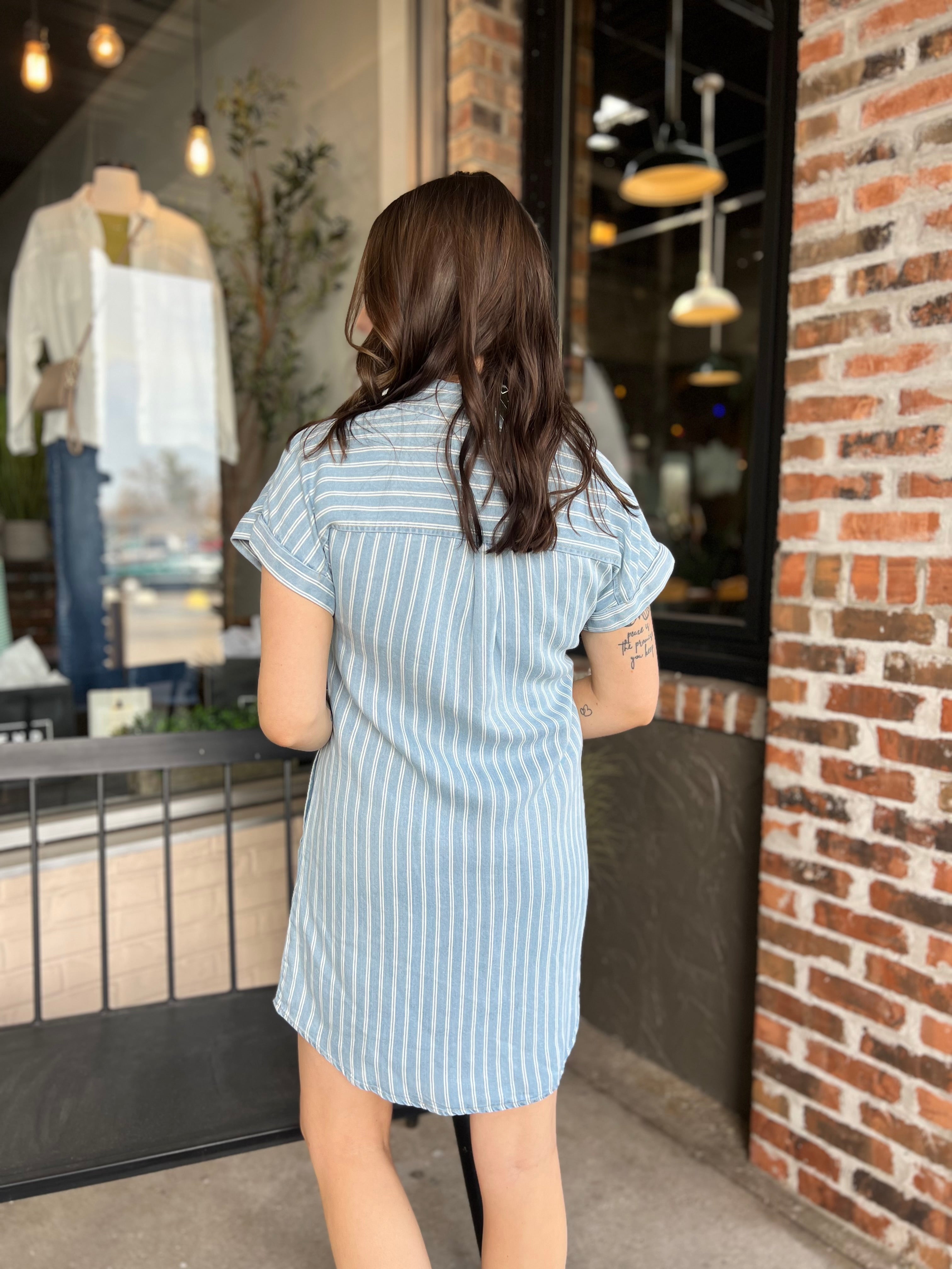 Chambray Stripe Collared Dress - FINAL SALE