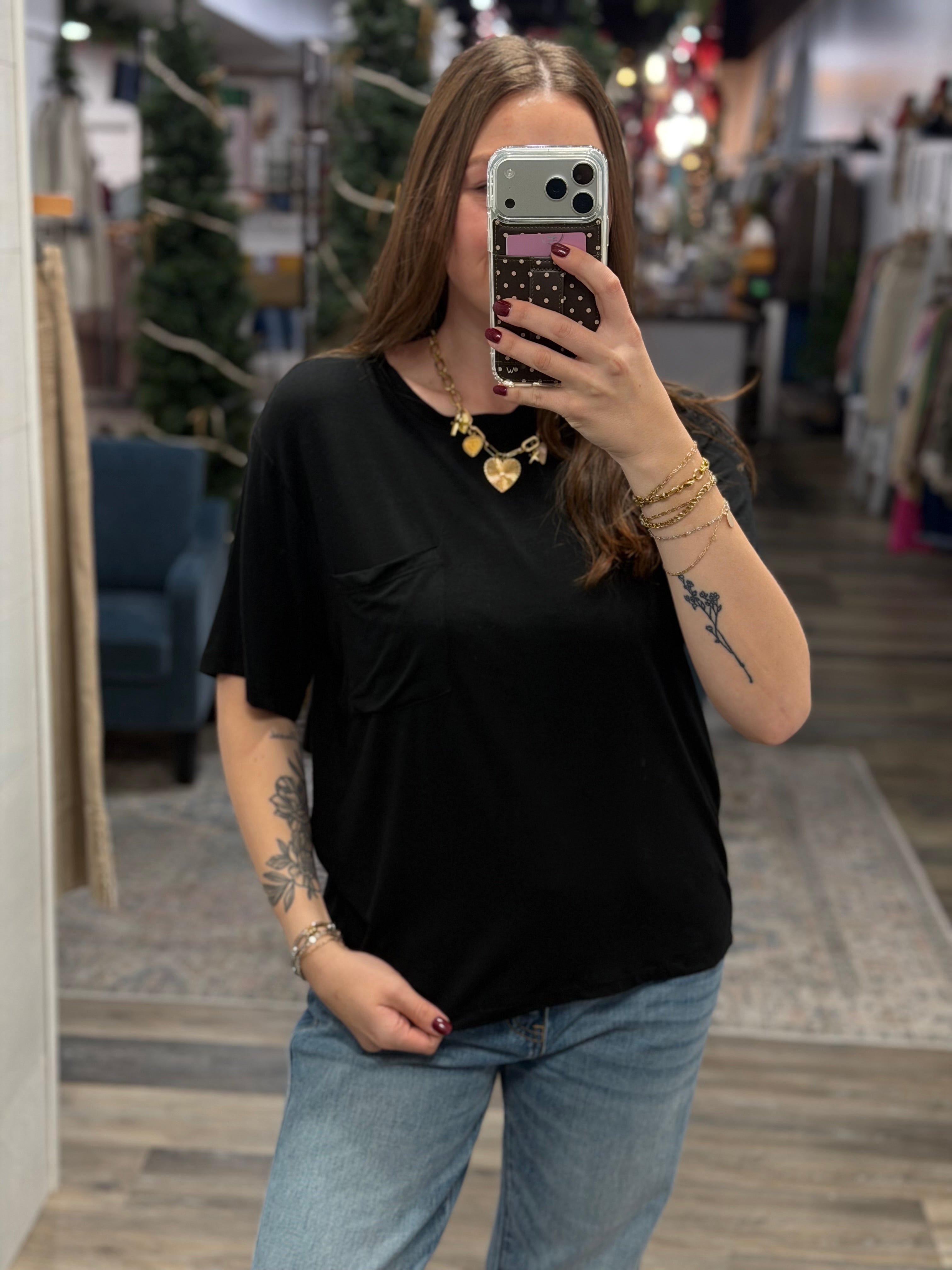 Black Oversized Pocket Tee