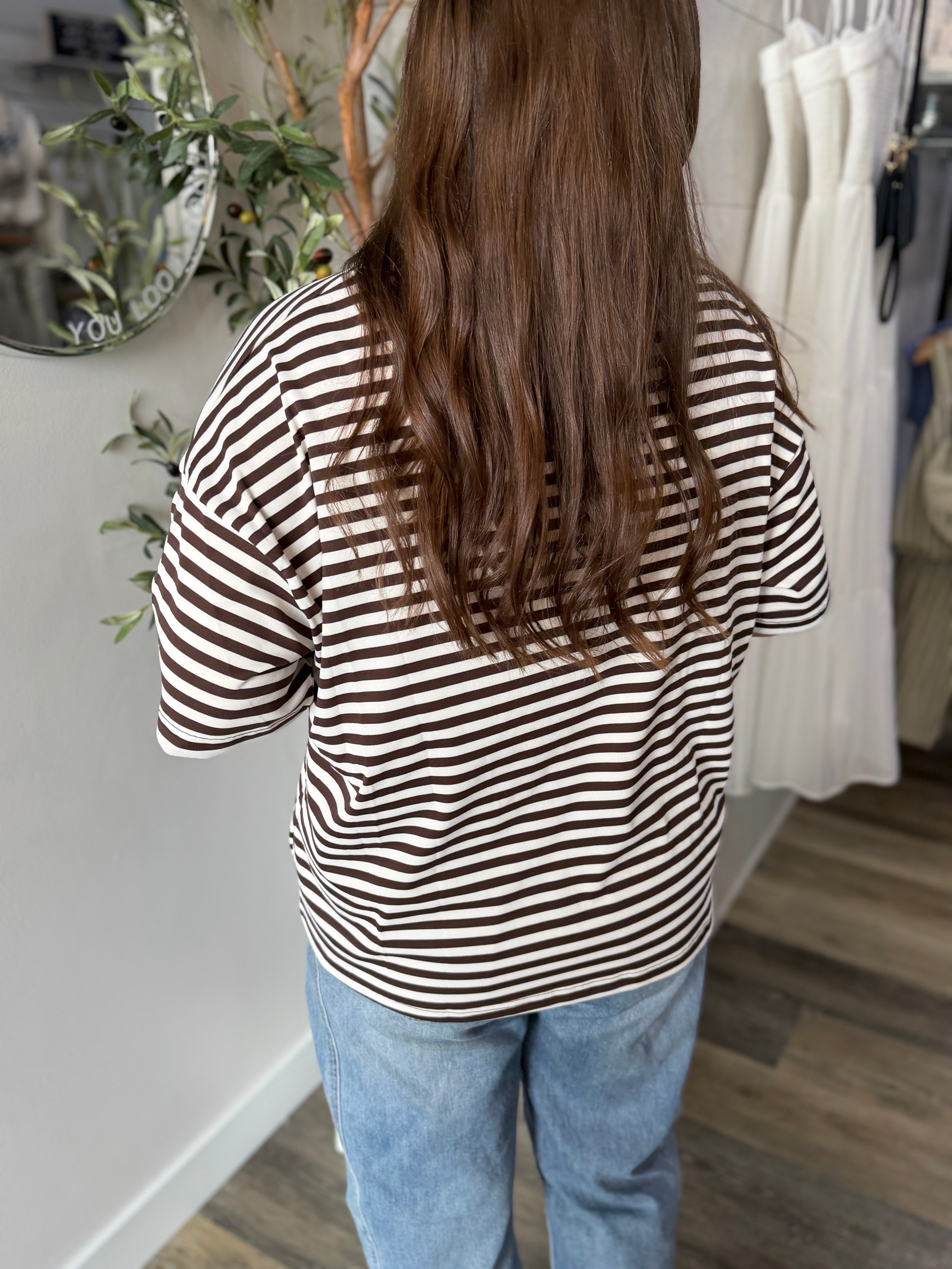 Brown Stripe Oversized T-Shirt