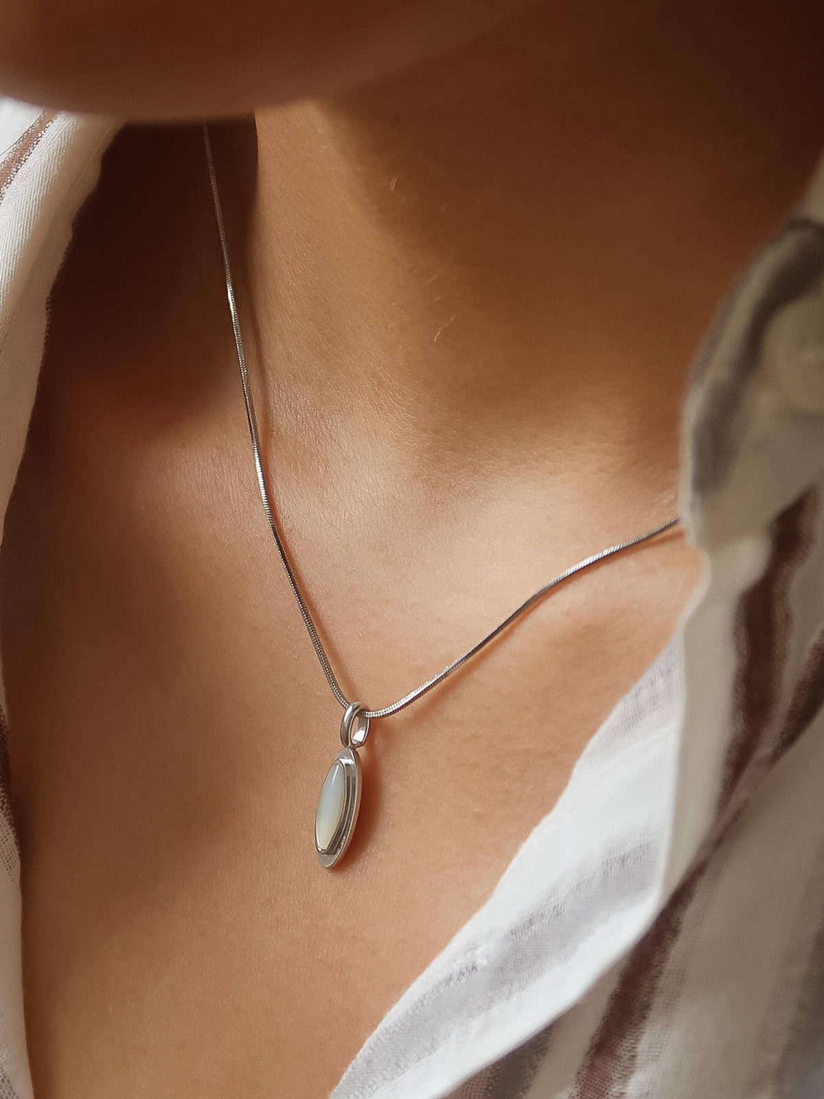 Silver Amulet Non-Tarnish Shell Necklace