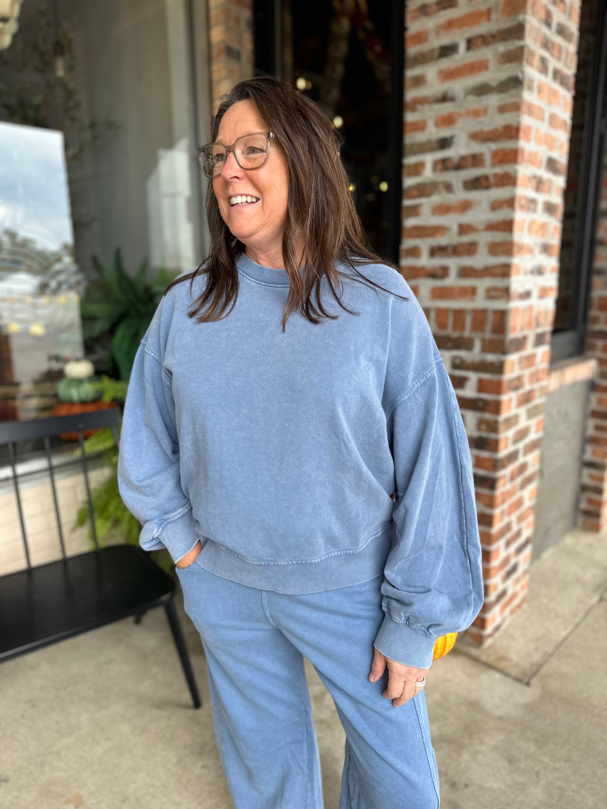 Blue Mineral Washed Pullover