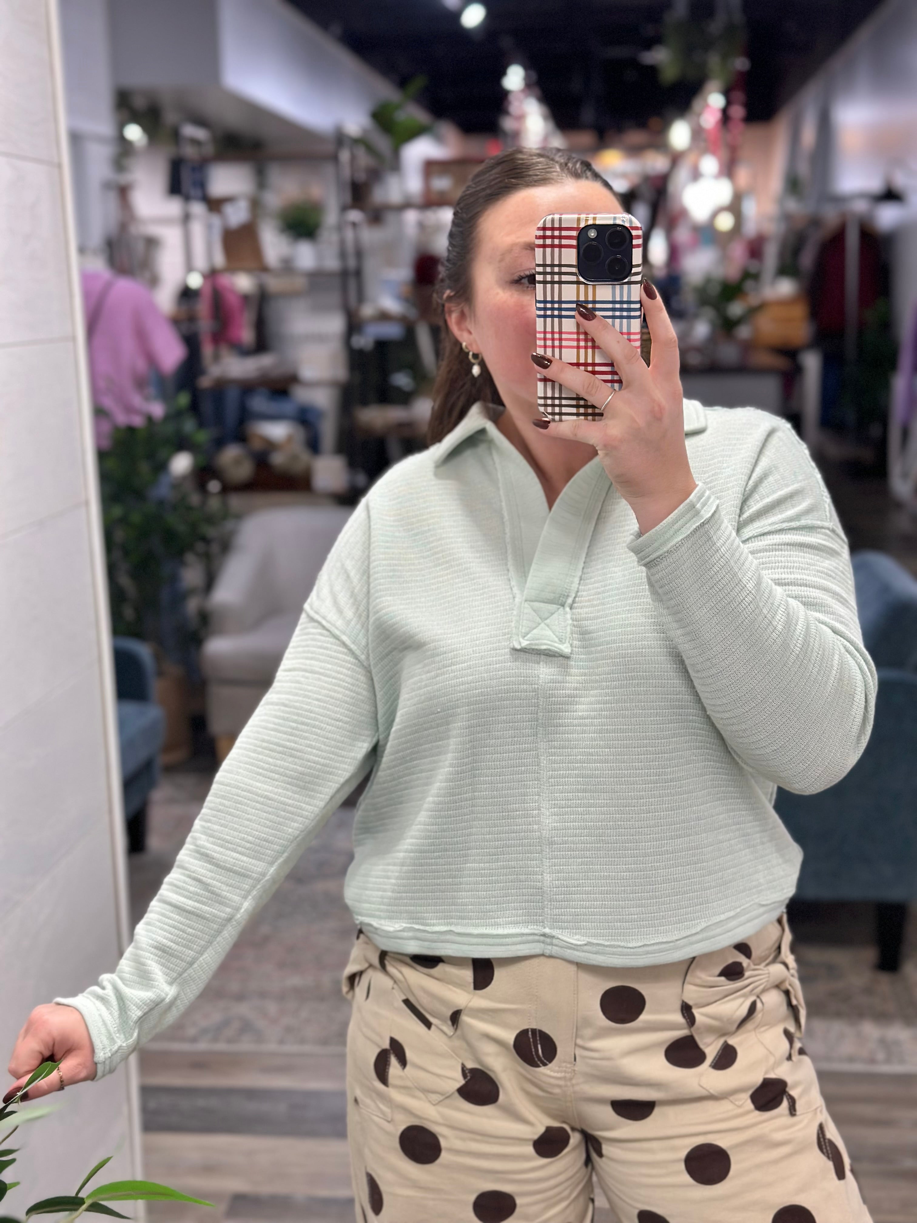 Mint Exposed Seam Polo