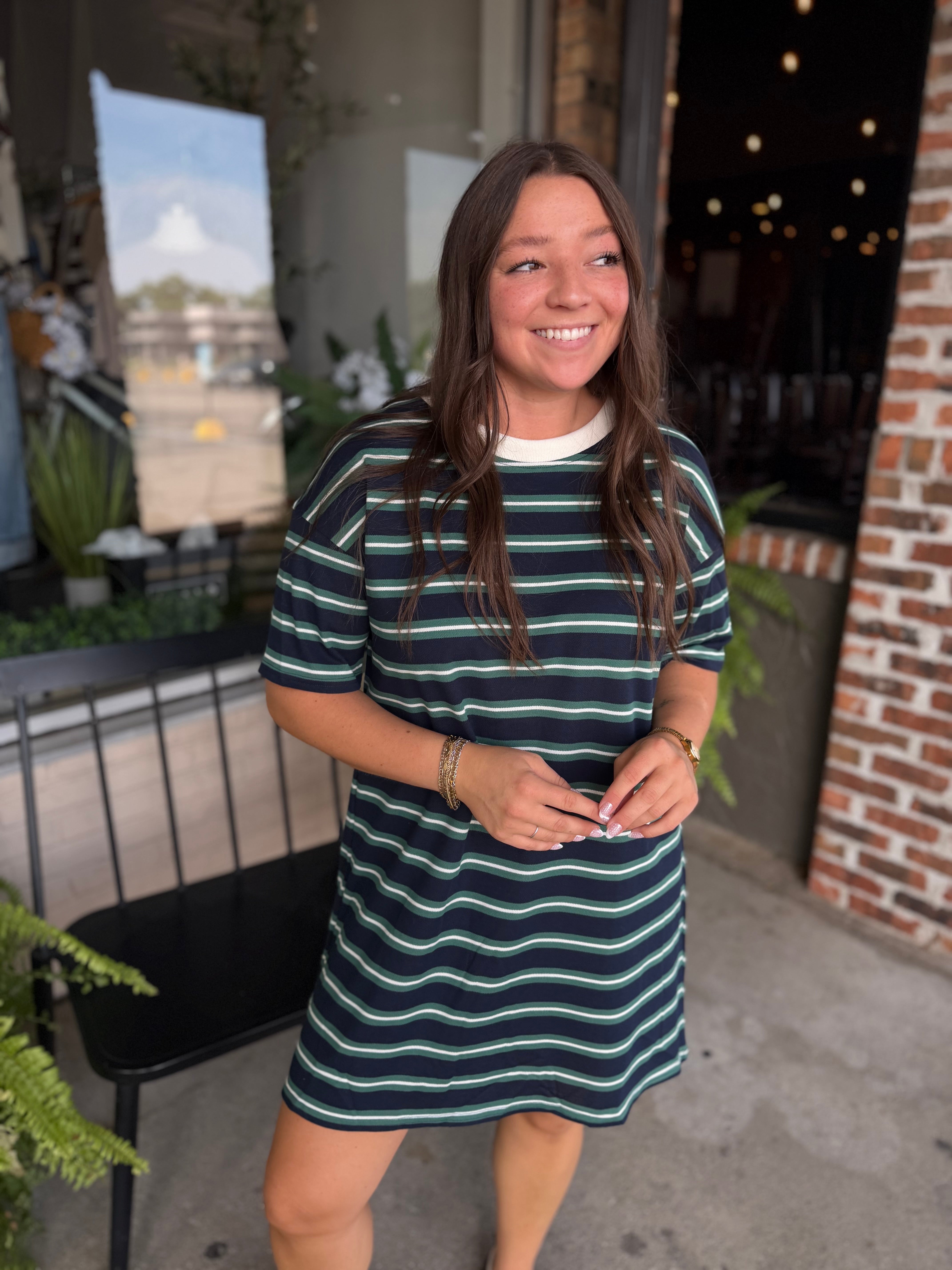 Navy Stripe T-Shirt Mini Dress