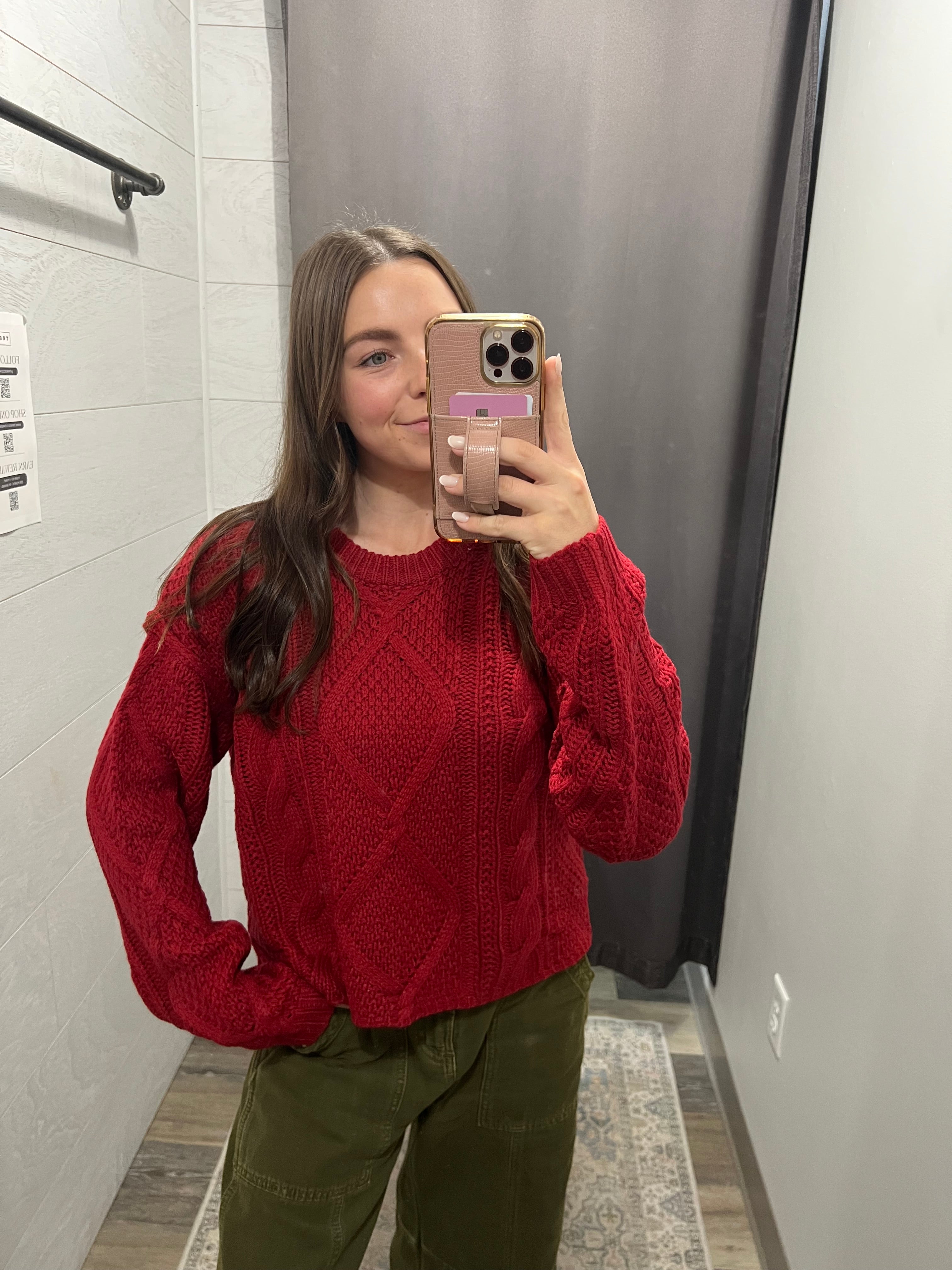 Red Cable Sweater