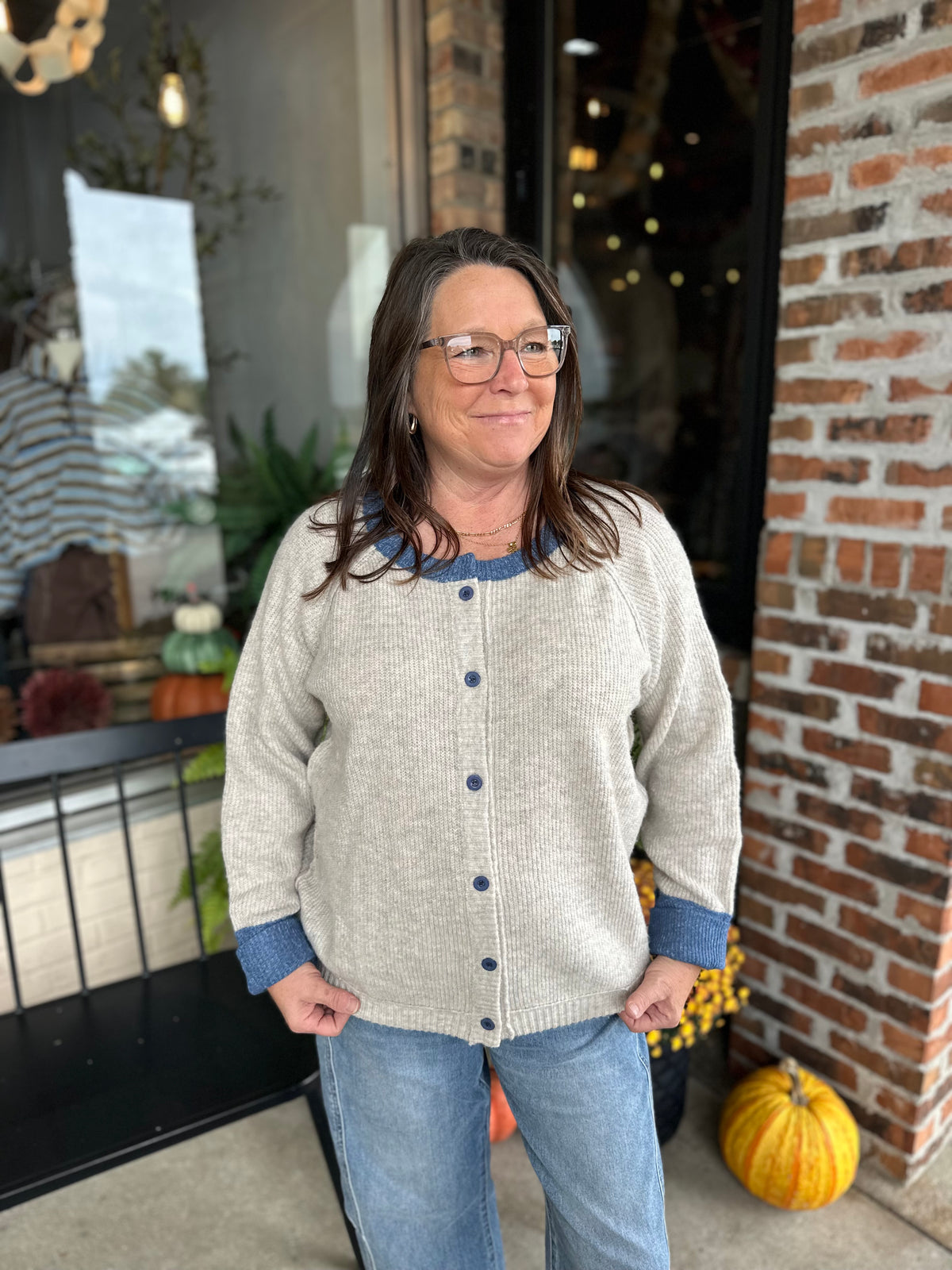 Contrast Rib Sweater Cardigan