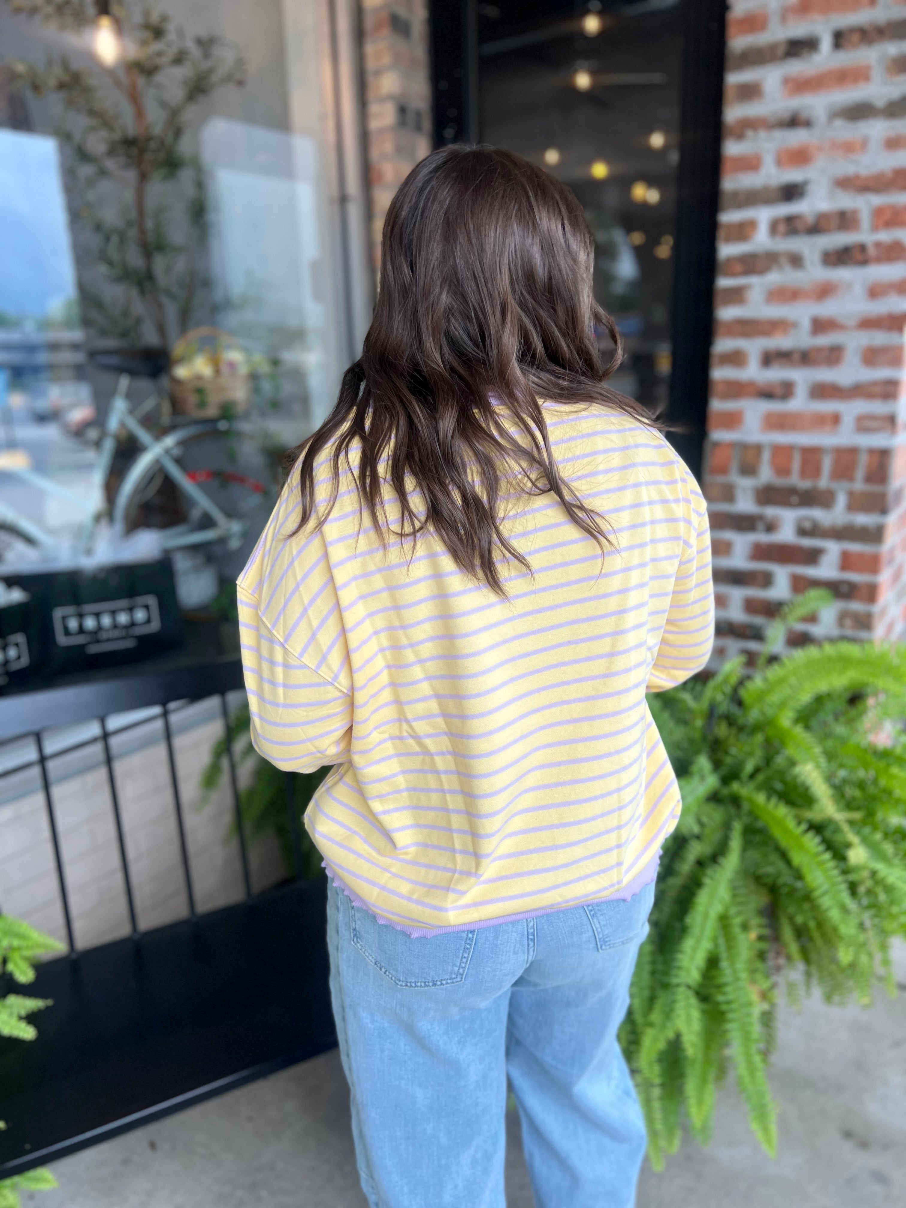 Yellow Combo Striped Knit Top