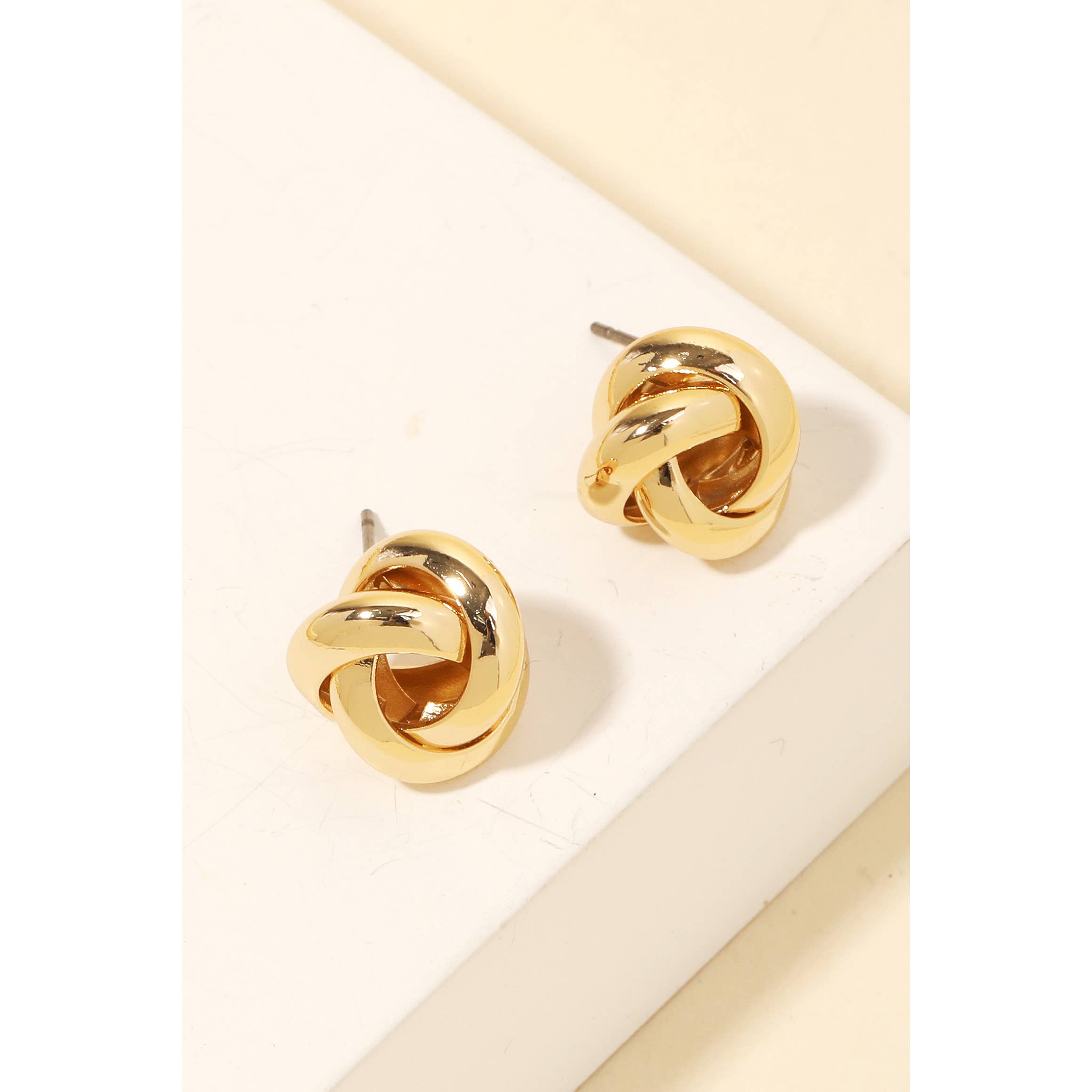Gold Metallic Knot Stud Earrings