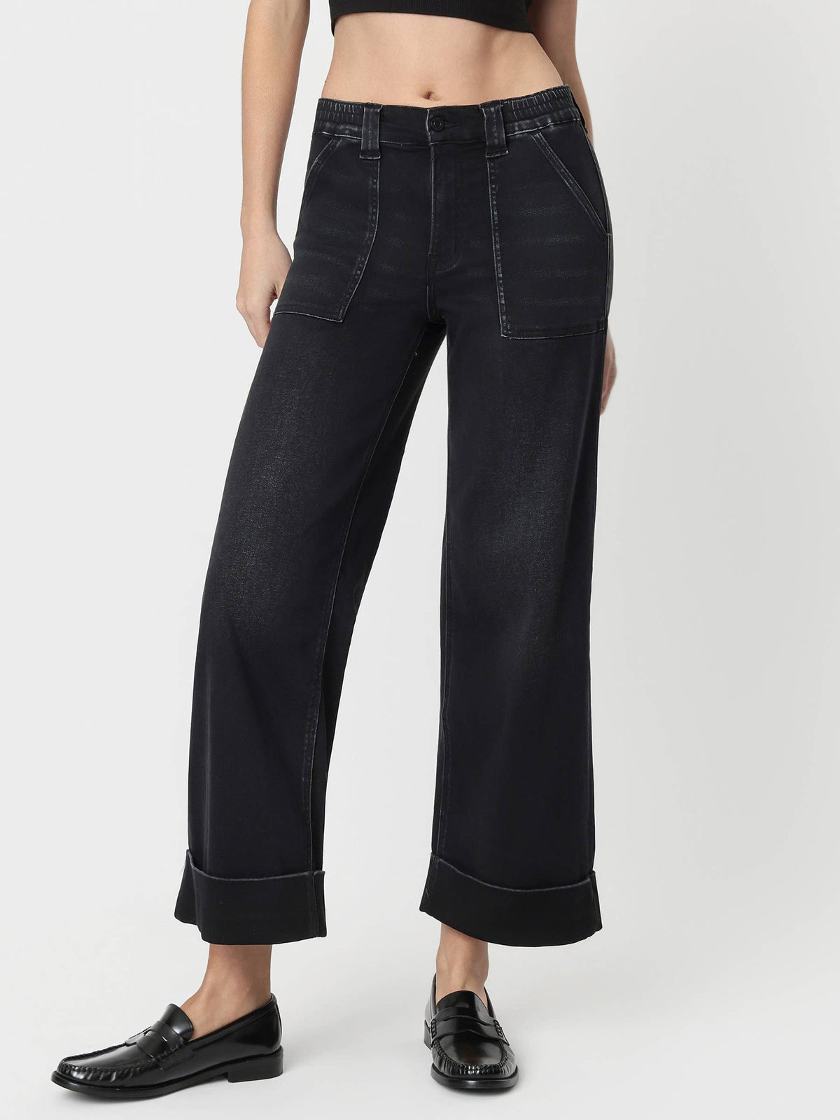 Black Baggy Wide Leg Jeans