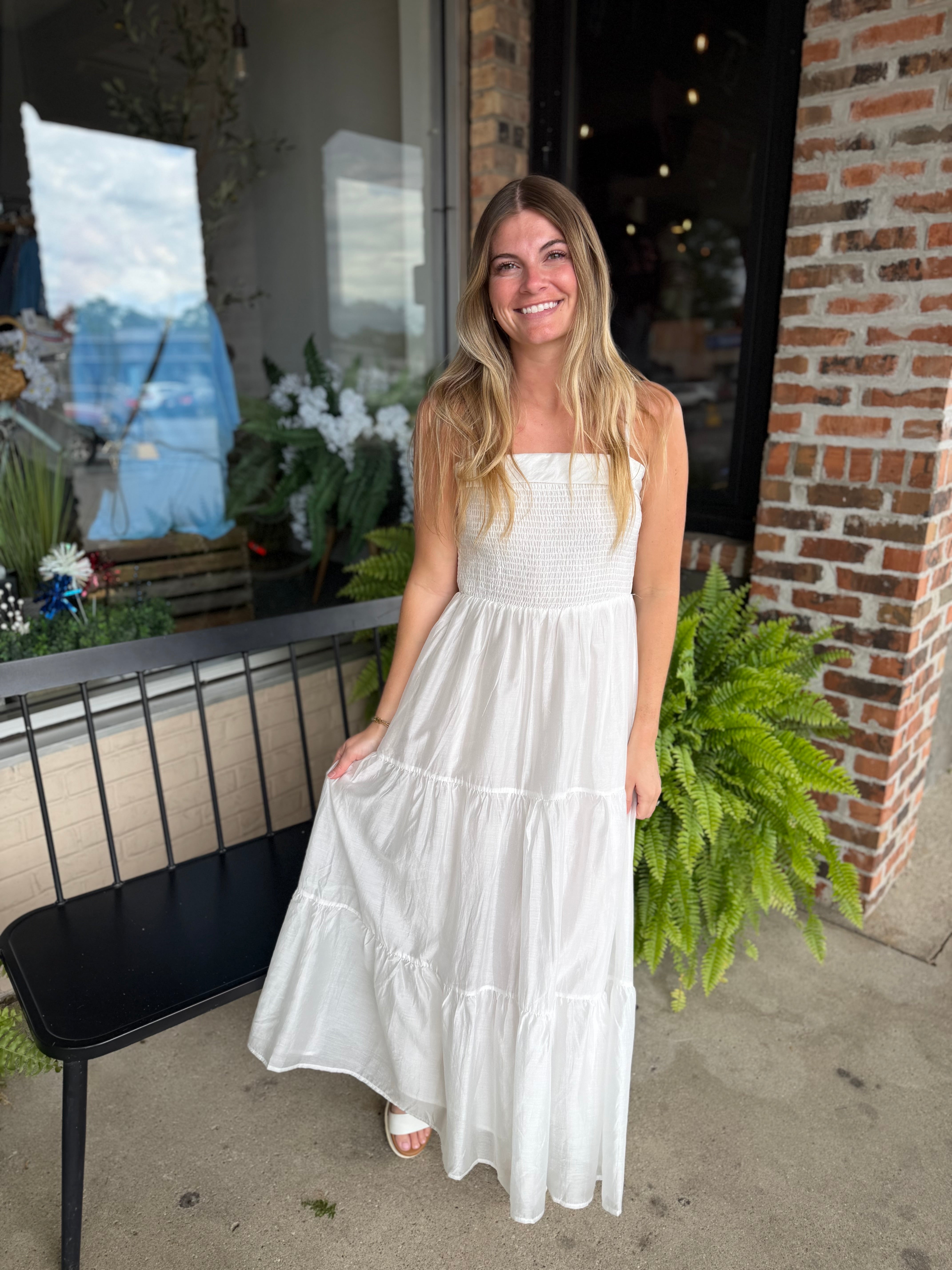 White Soft Tiered Maxi Dress