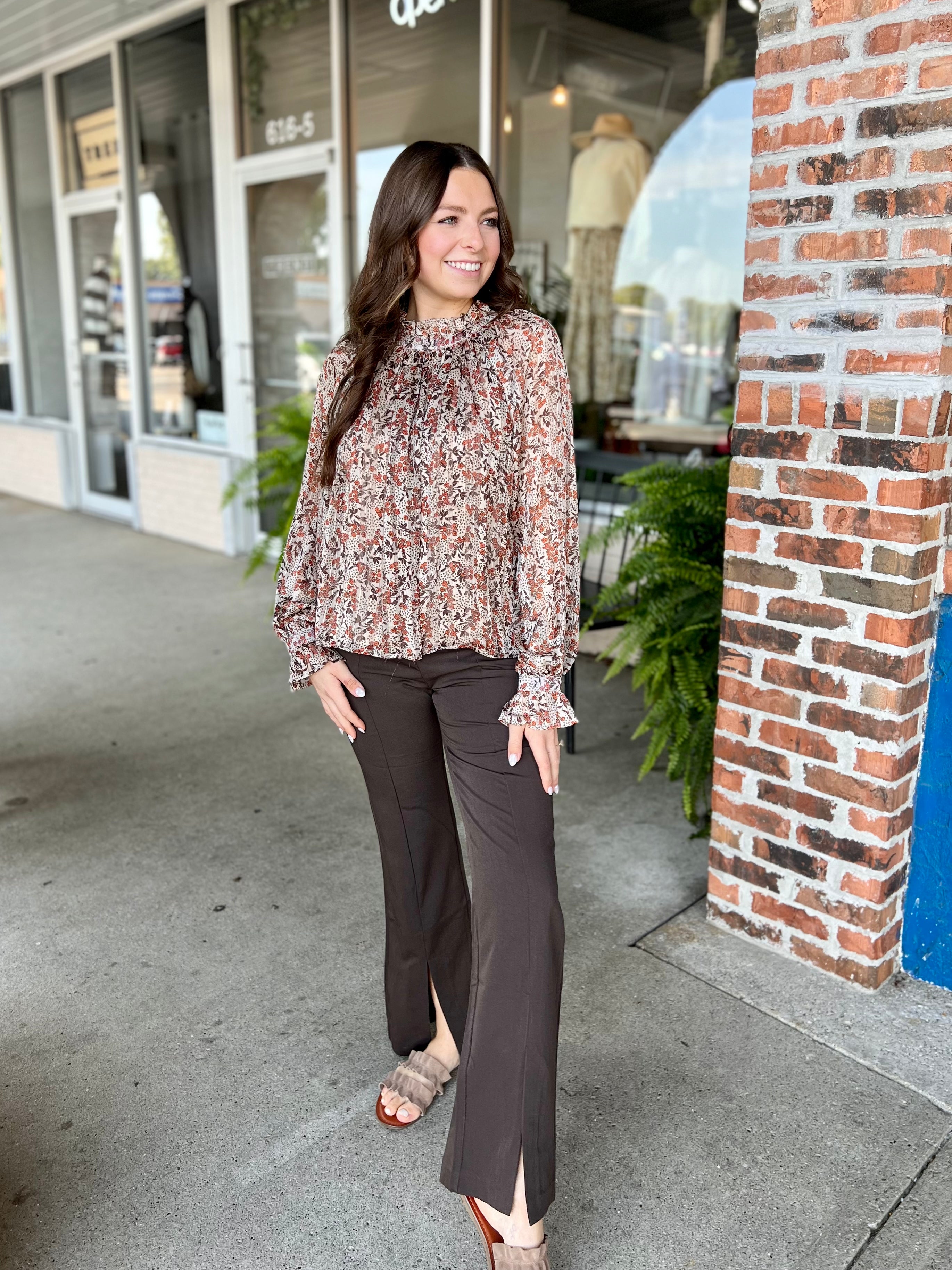 Brown Front Slit Pants - FINAL SALE