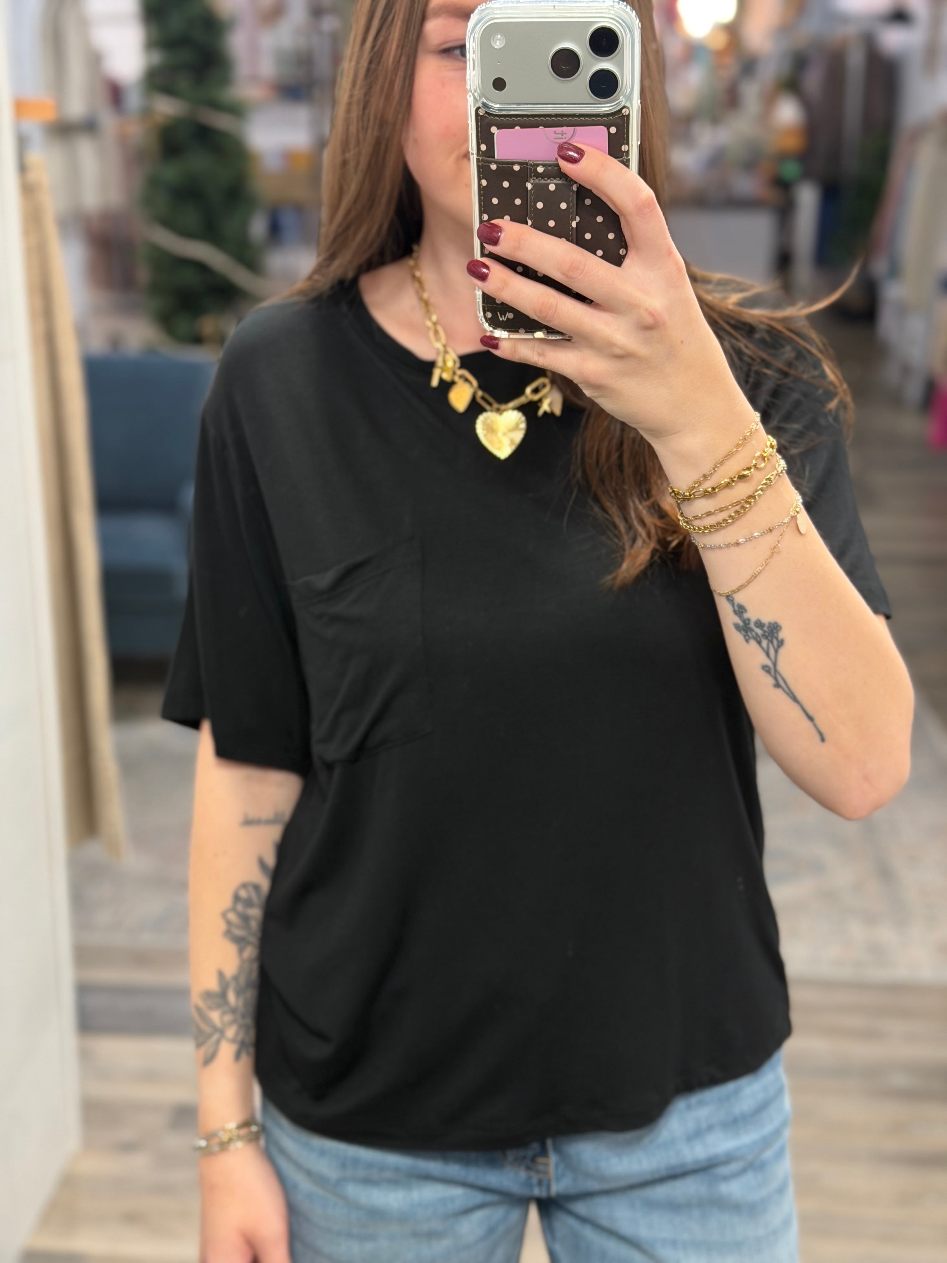 Black Oversized Pocket Tee