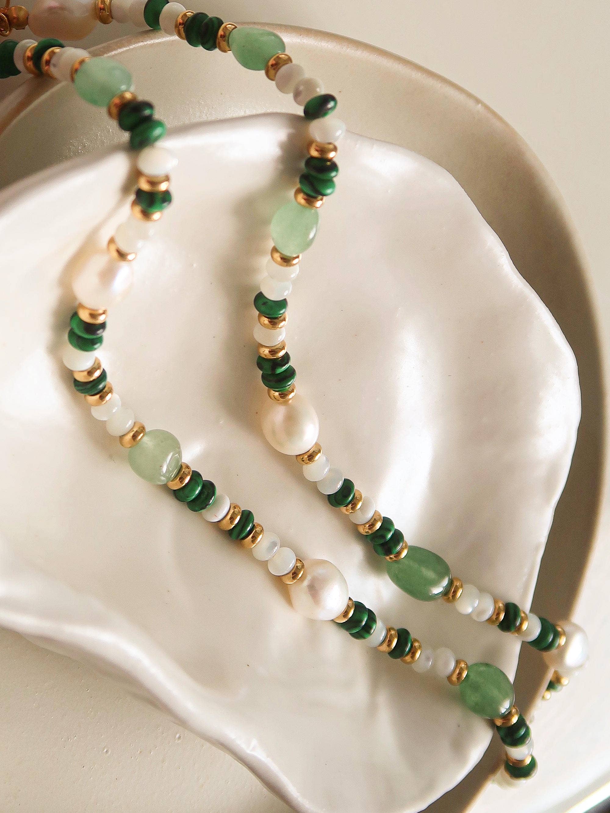 Green Non Tarnish Bead Necklace
