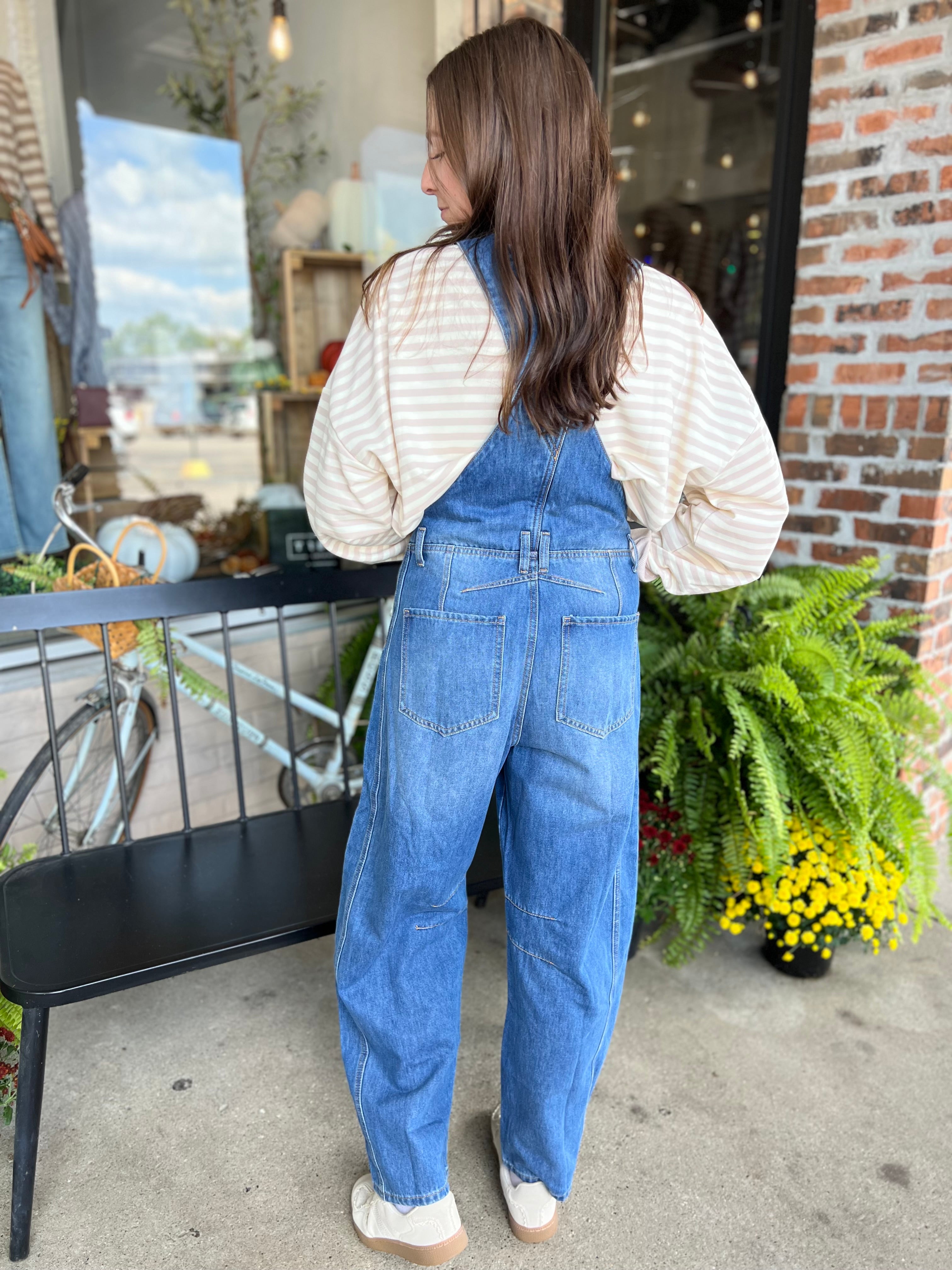 DENIM BARREL OVERALLS