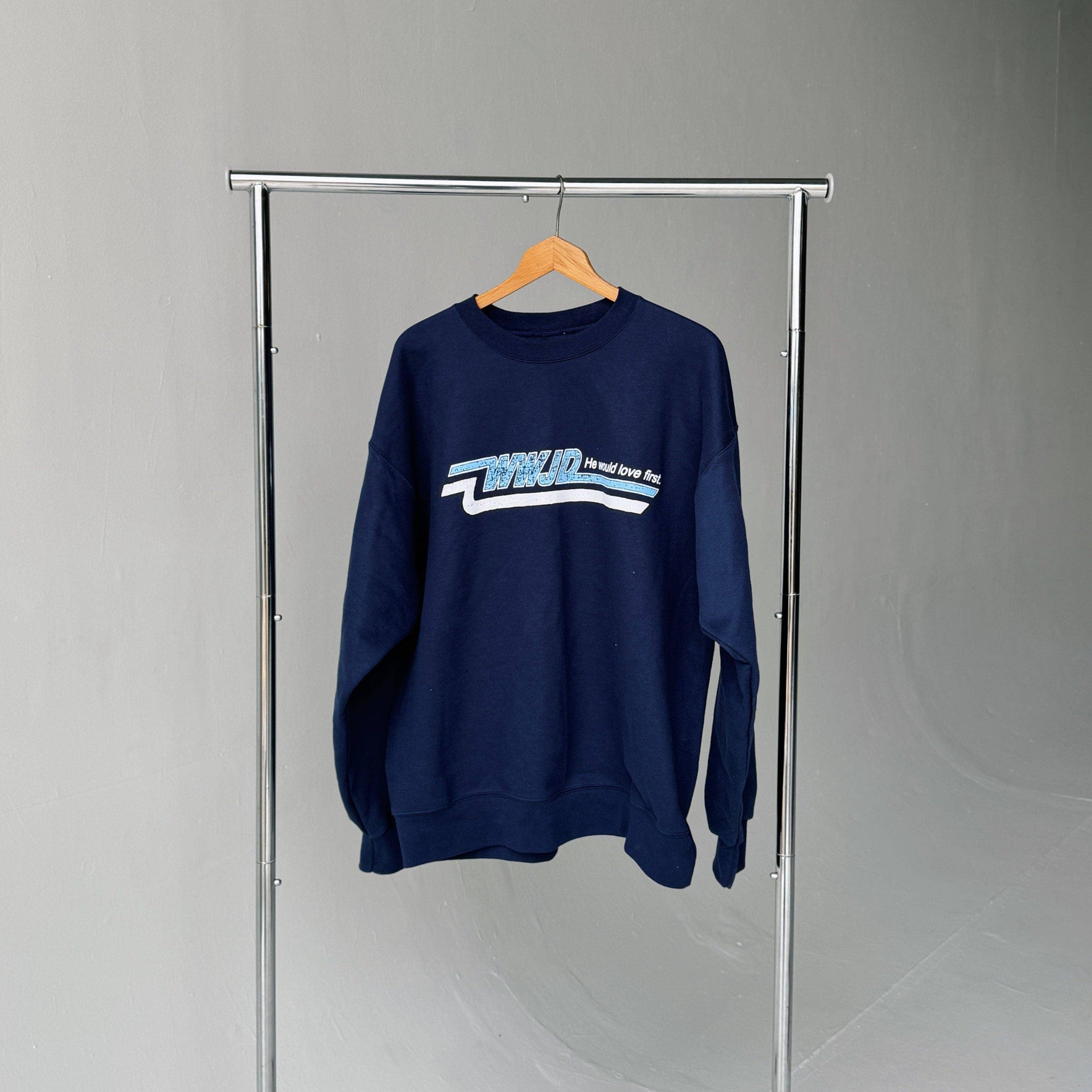 Navy VINTAGE WWJD Skater Crewneck
