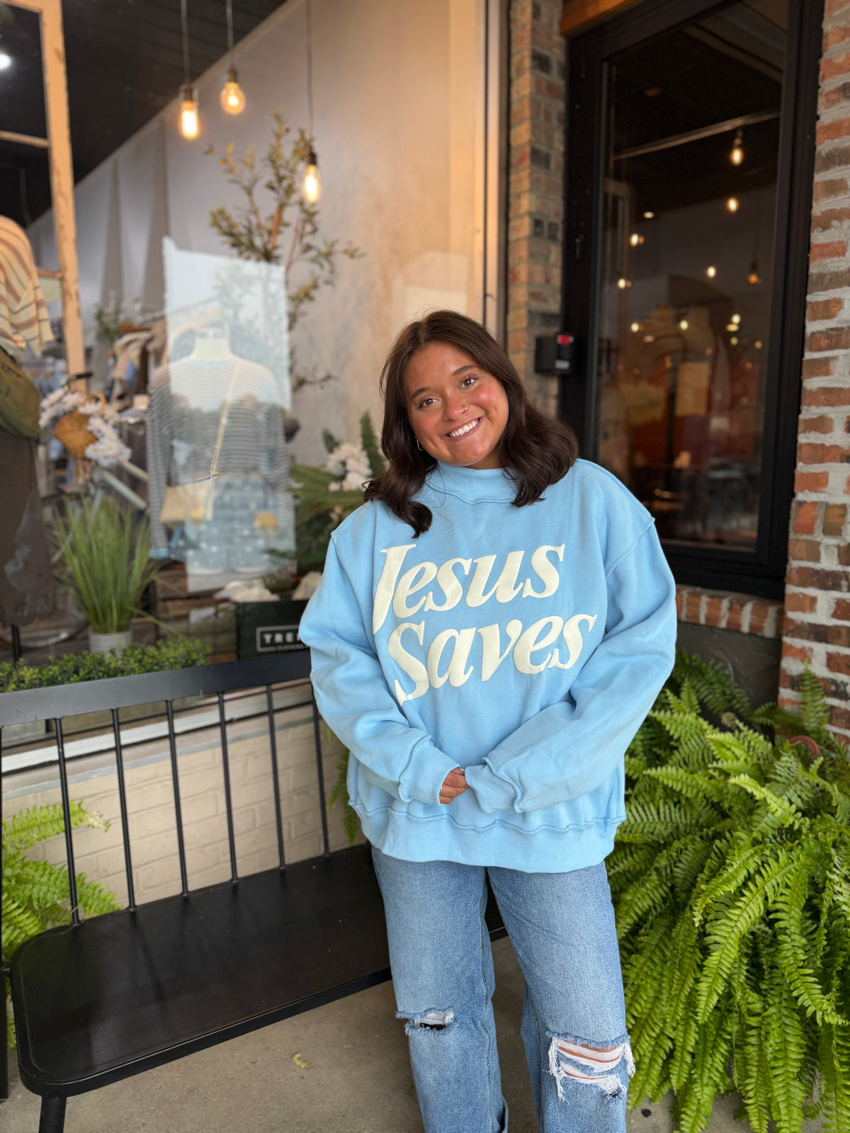 Jesus Saves Mock Neck Sweatshirt