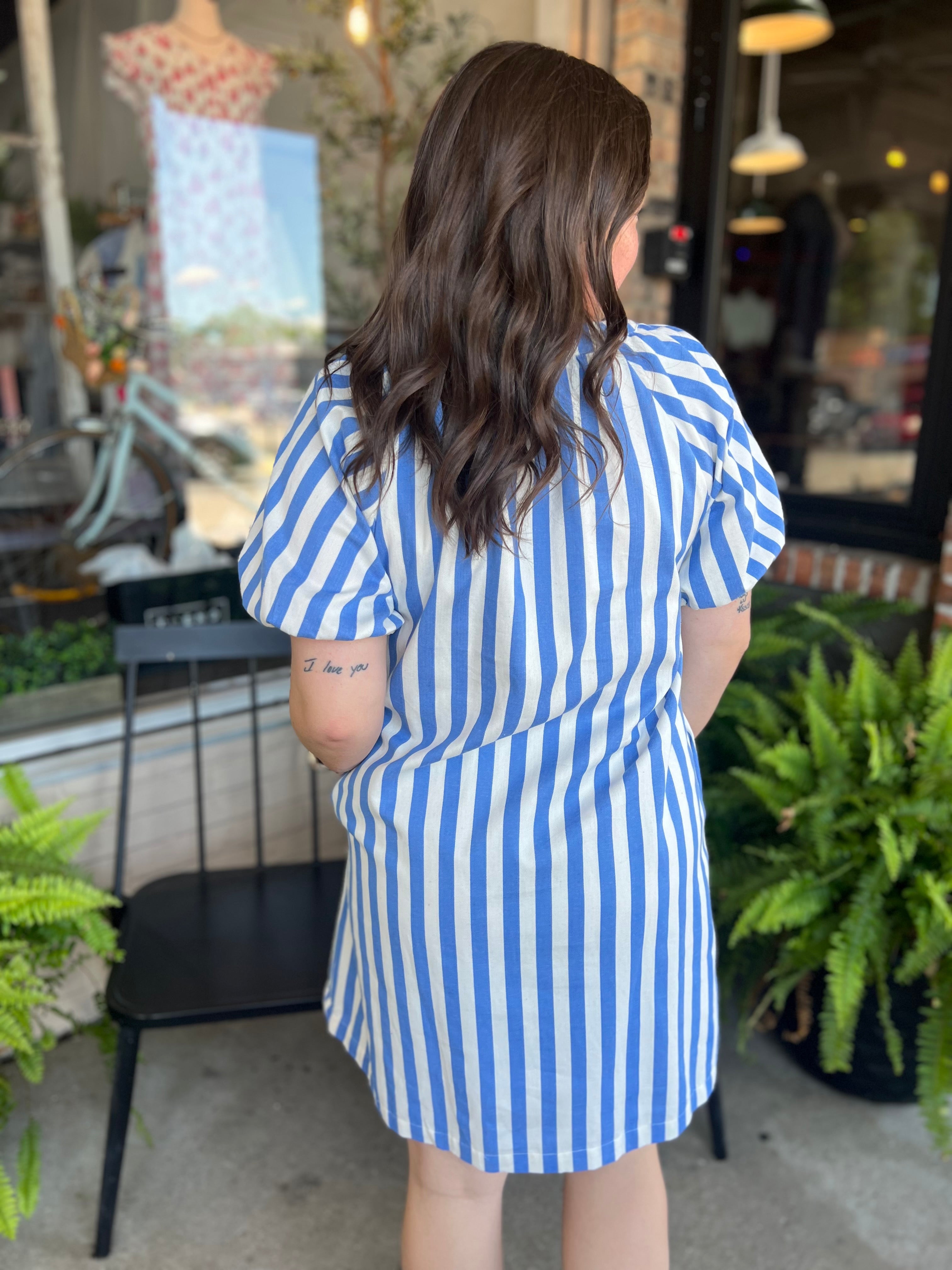 Blue Stripe Mini Dress