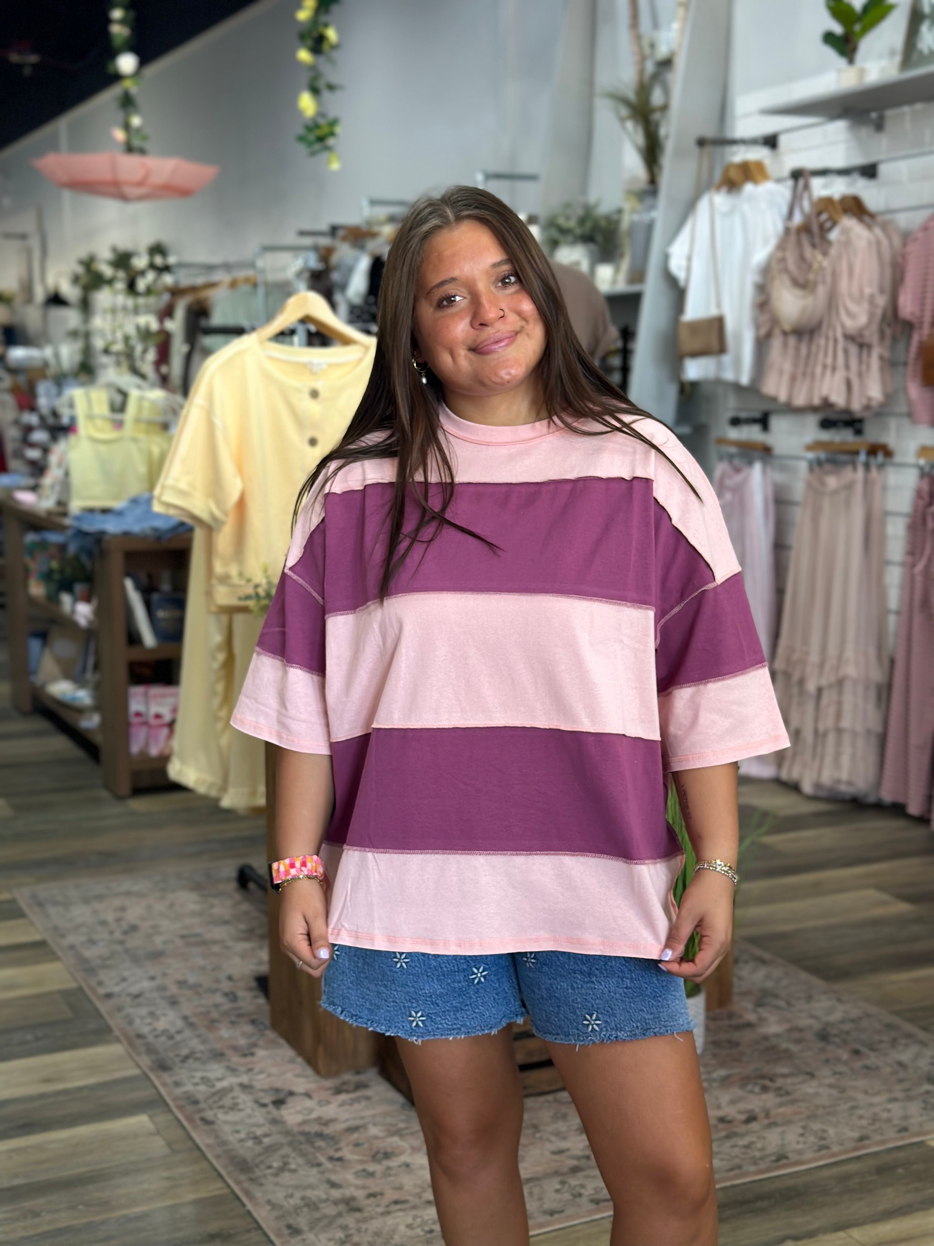 Mauve Color Block Top