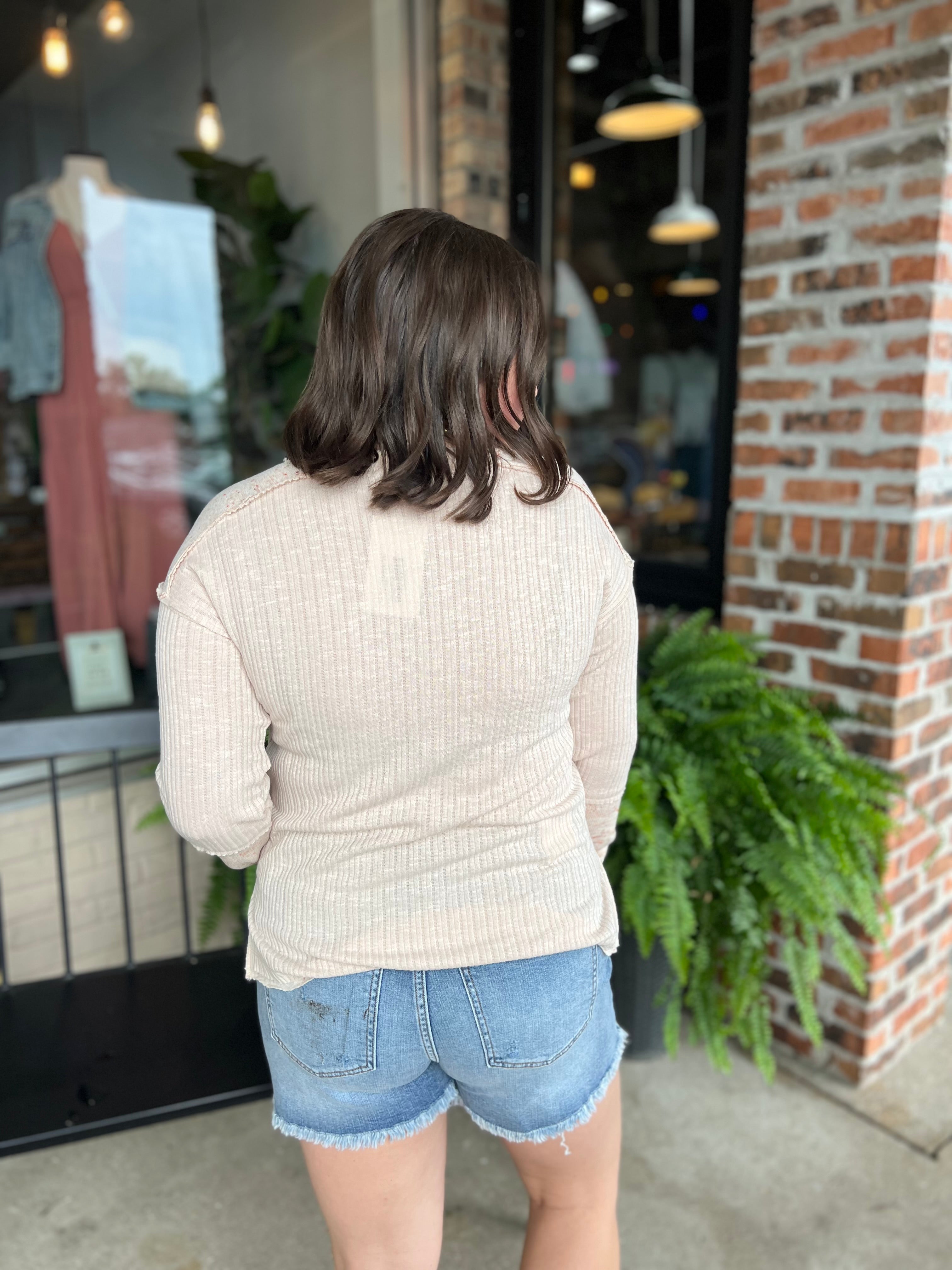 Blush Knit Henley Top - FINAL SALE