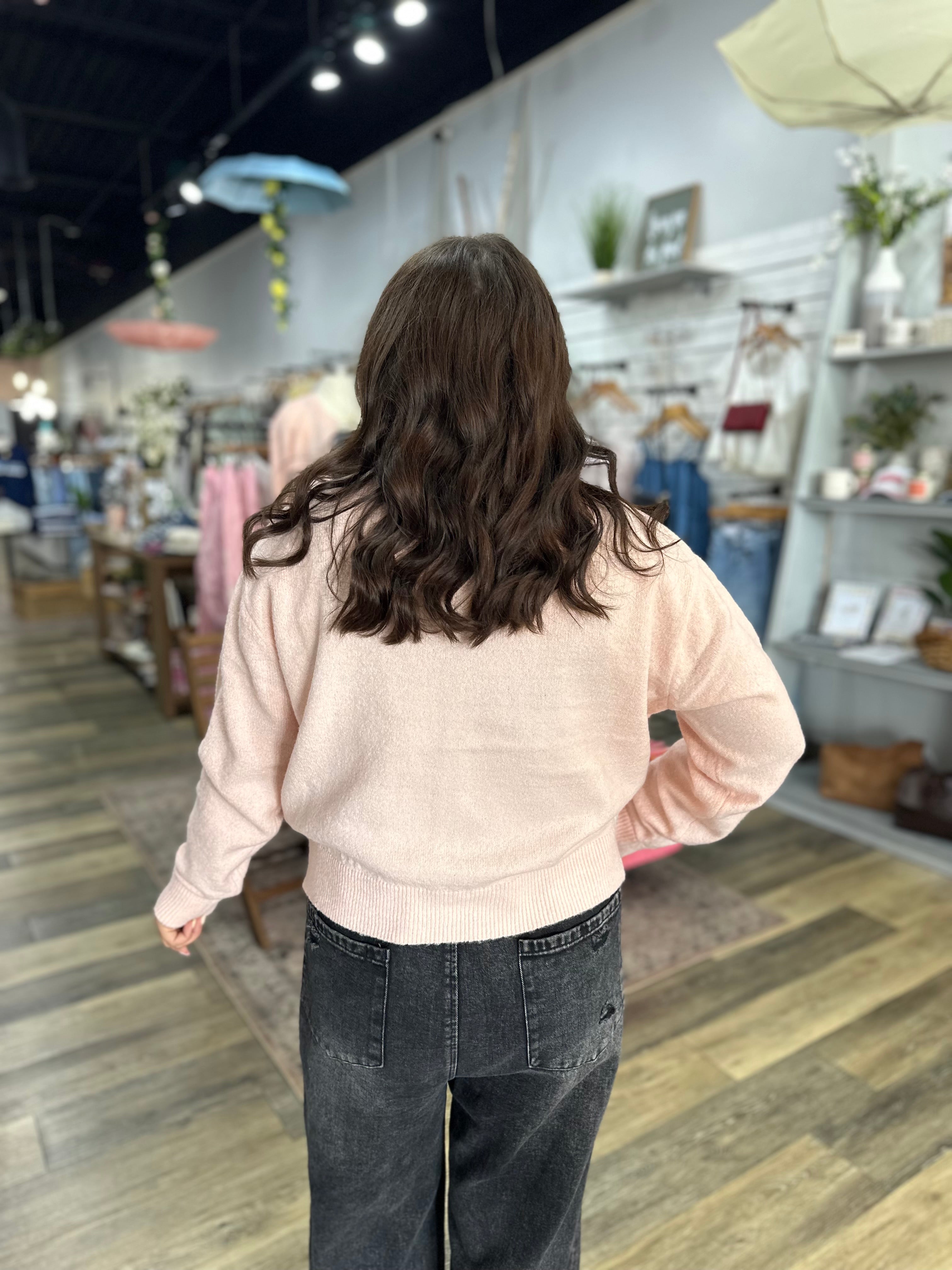Pink Crew Neck Cardigan - FINAL SALE