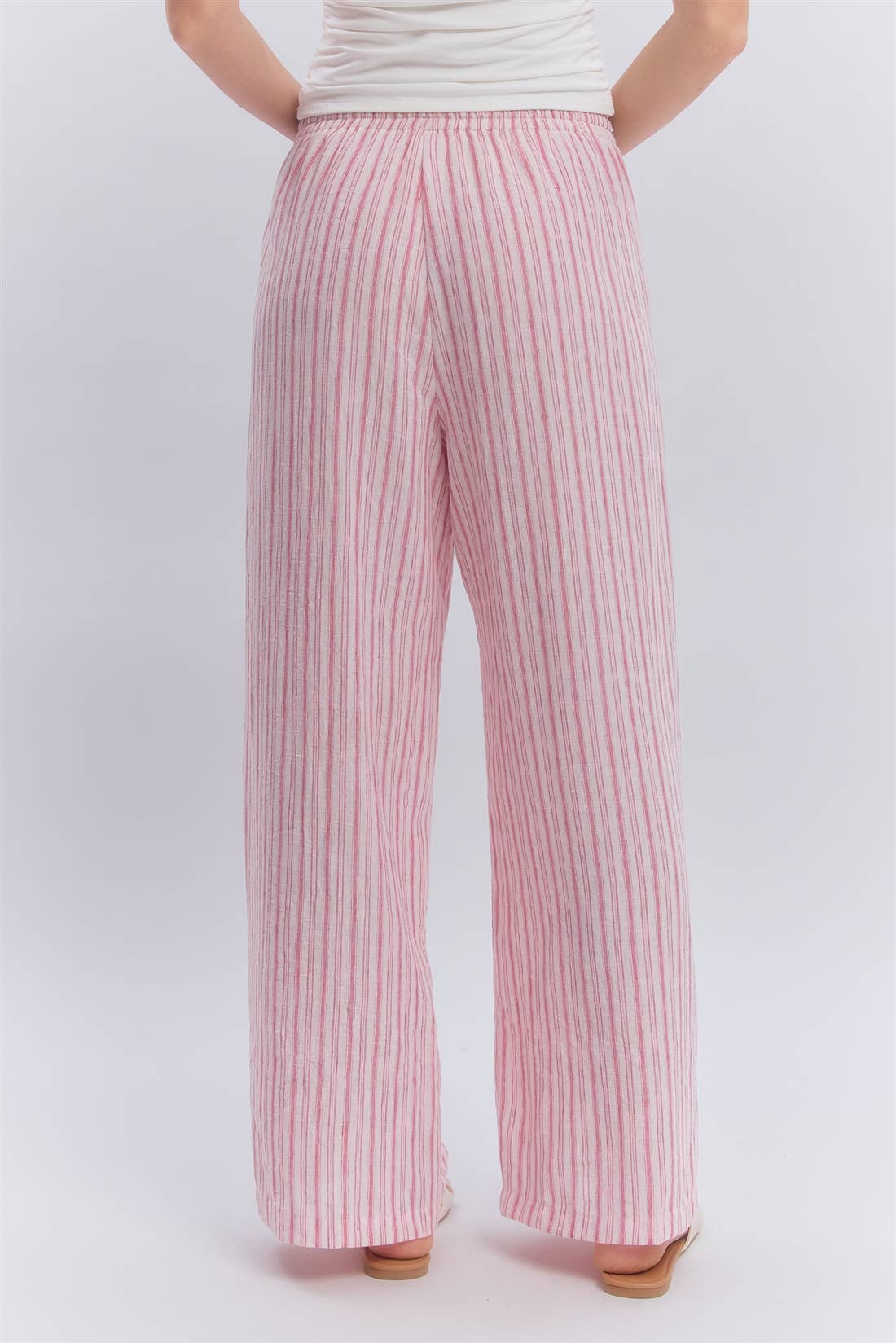 Red Stripe Lace Trim Pants