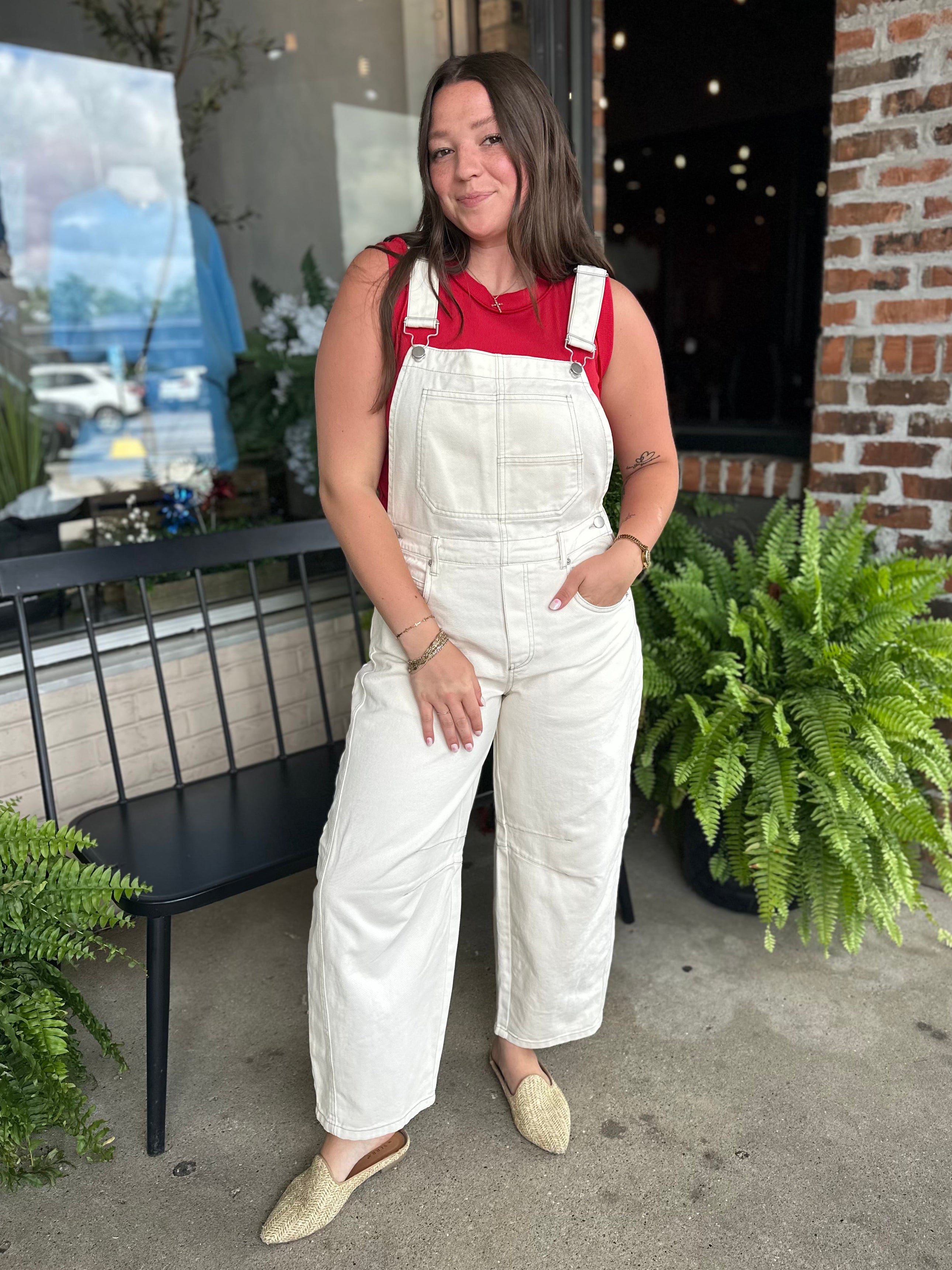 Cream Wide Leg Overalls