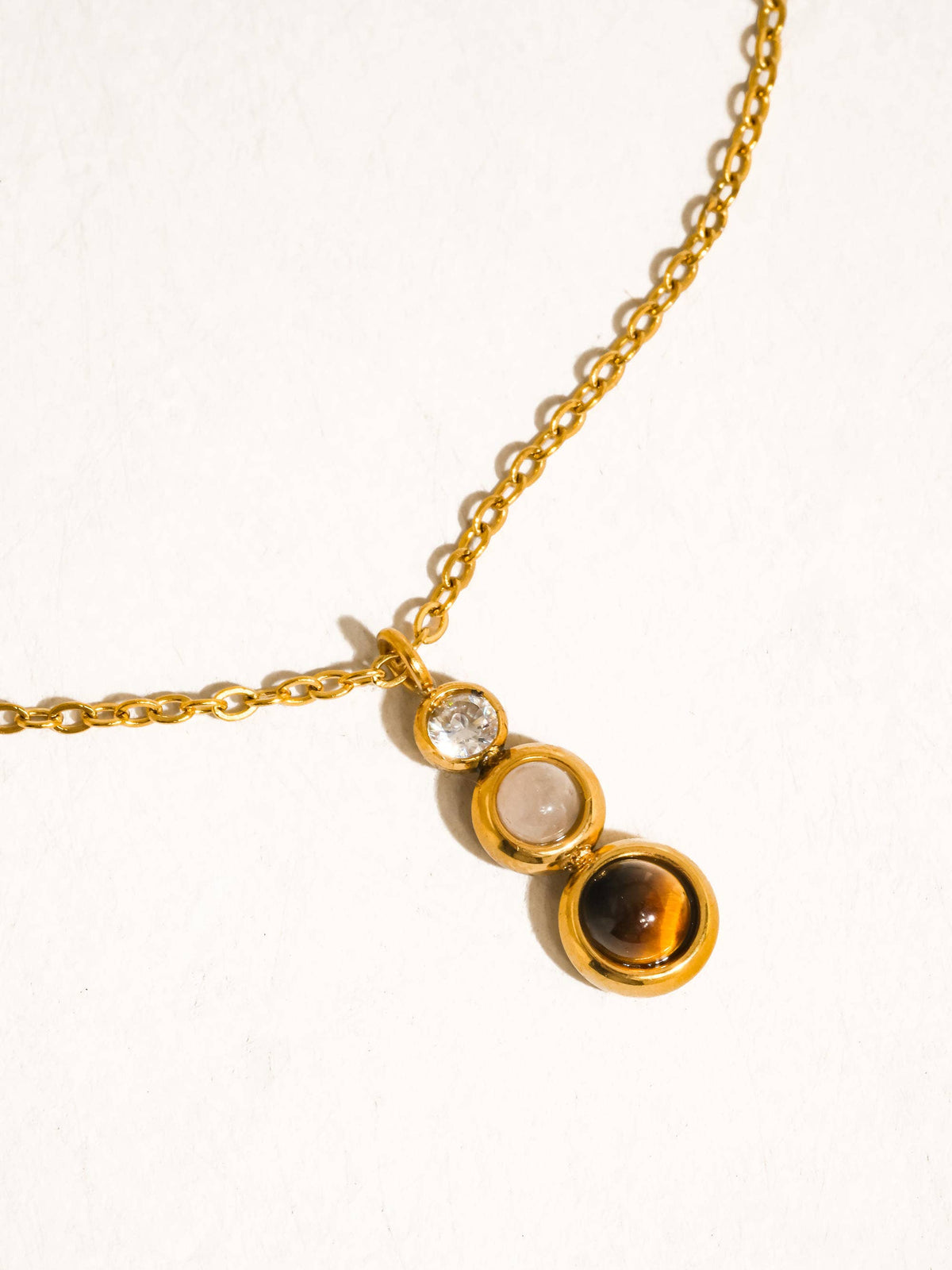 Gold Non-Tarnish Tiger Eye Drop Necklace