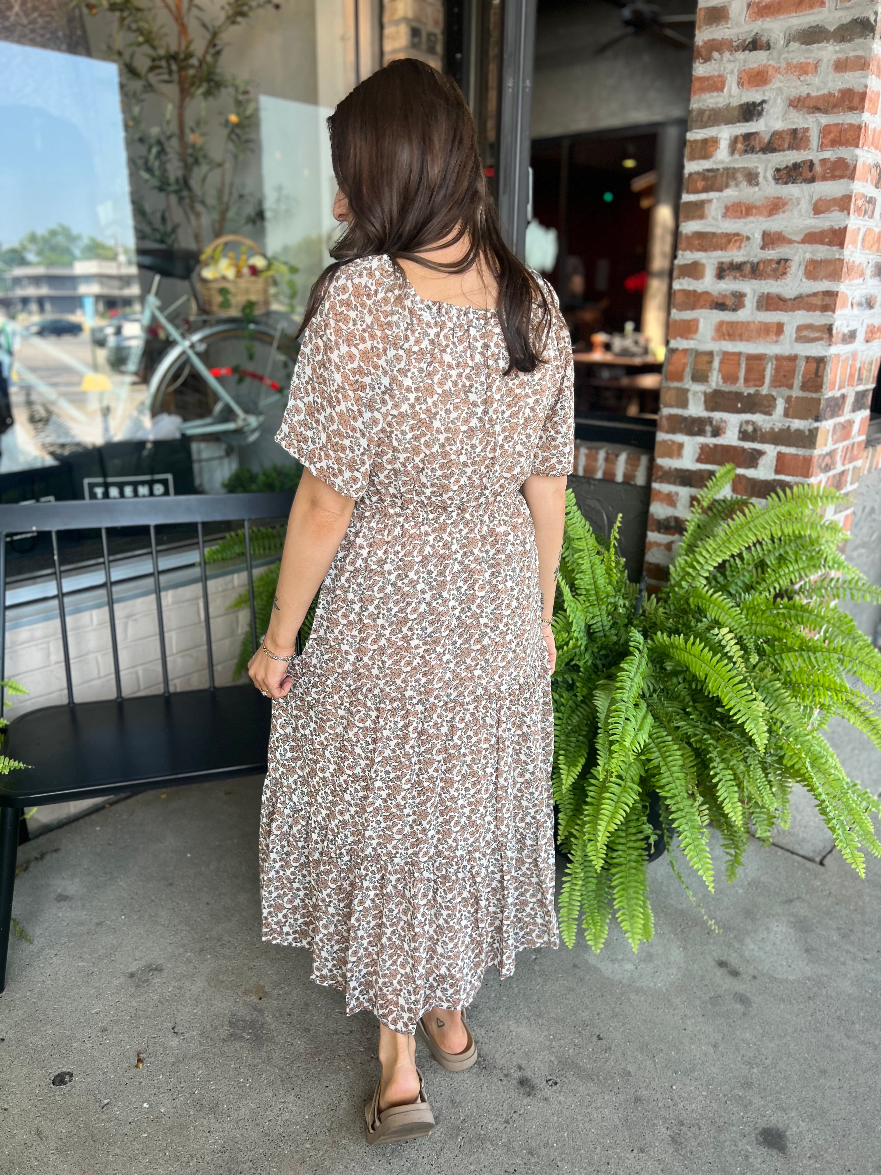 Caramel Floral Dress