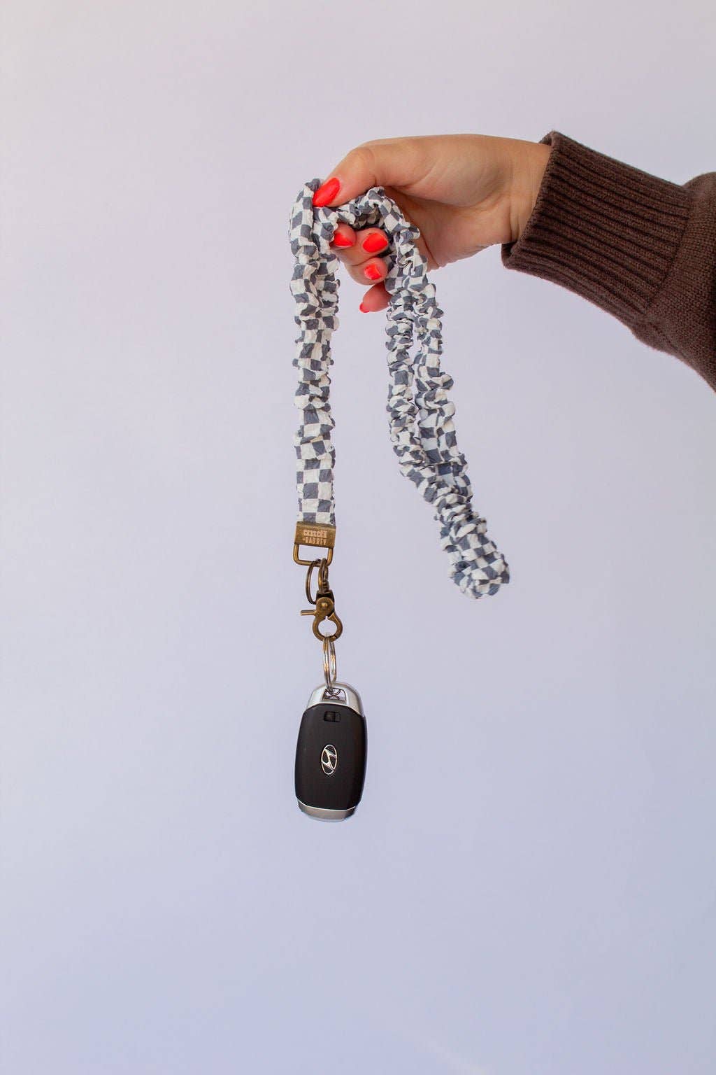 Grey Checkered Lanyard