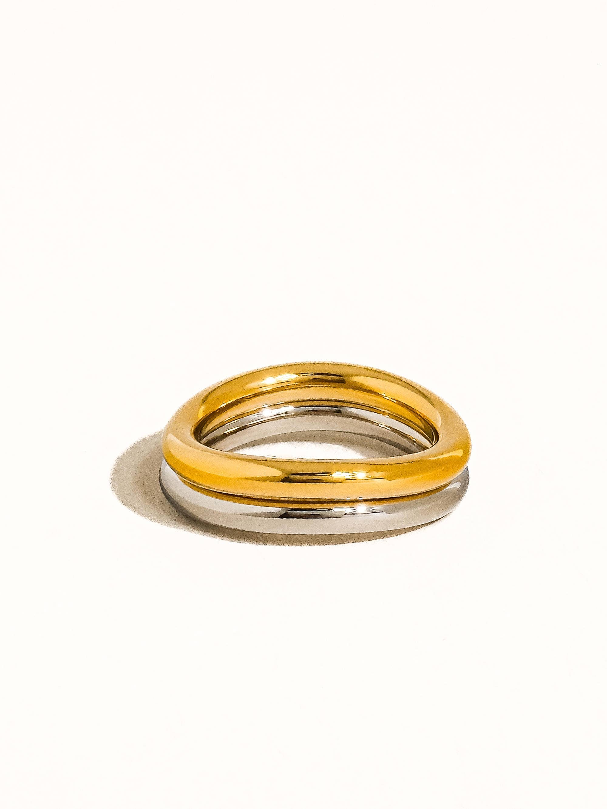 \18K Gold Non-Tarnish Double Two Tone Ring