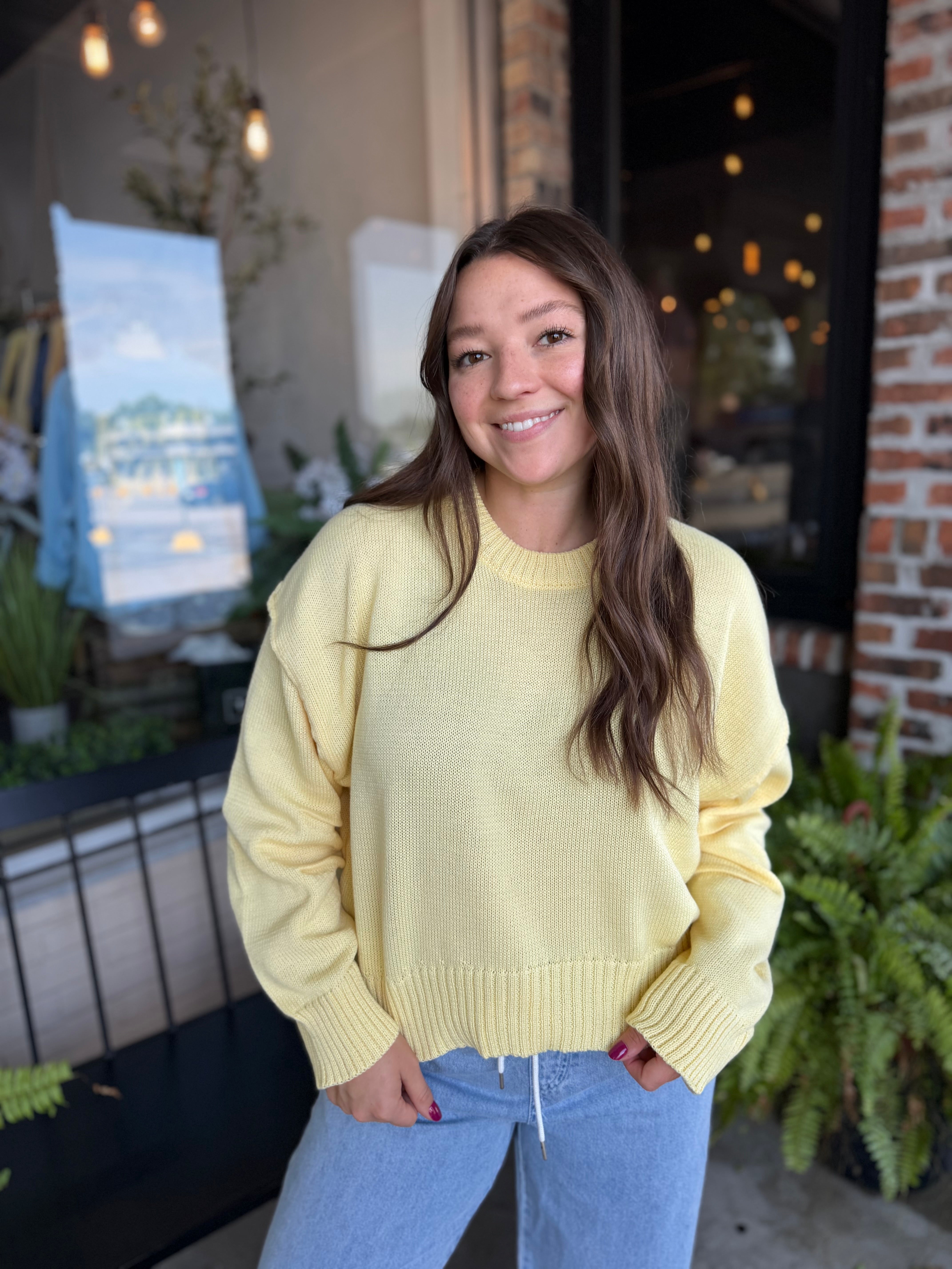 Yellow Pleat Detail Sweater