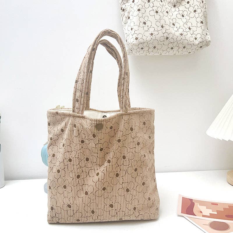 Coffee Corduroy Mini Tote Bag