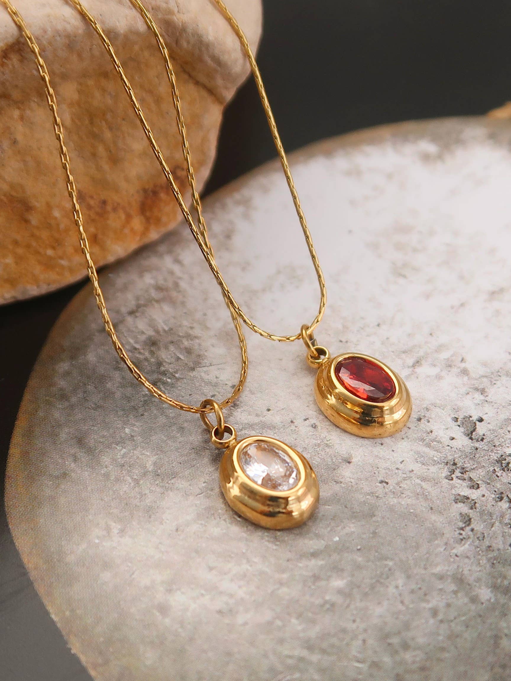 18K Gold Non-Tarnish Gemstone Necklace
