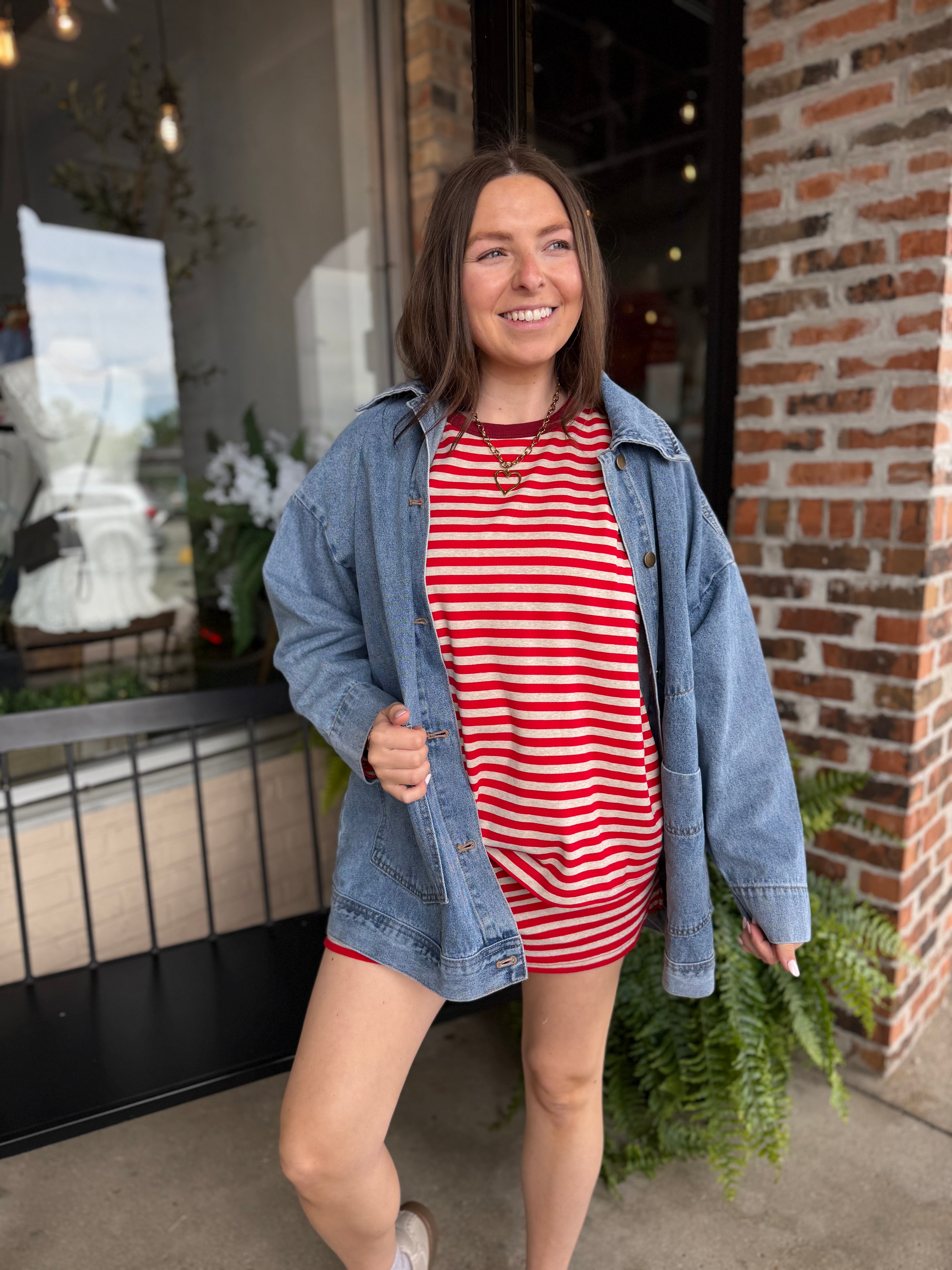 Red Stripe Oversized Top - FINAL SALE